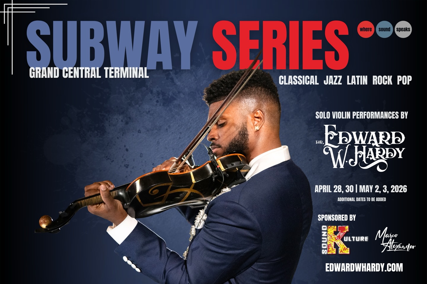 My “Subway Series” continues🎻🇺🇸
Unveiling my second @marvel inspired concert poster, this time drawing from Captain America, presented as part of the MTA Music program and proudly sponsored by @soundkulture and @marcoalexanderofficial!
Thank you so much for believing in my vision and helping bring high-level live violin music to a broad public audience in an inclusive and accessible way!🙏🏾
This Year’s Recap:
• 39 free public performances
• 1.1M+ viewed collab video with @robinchanning
• 21 TV airings of my interview with @backstagepasswithliachang (originally featured on YouTube), broadcast on @mnnnyc, @verizon FIOS 34, @bricbrooklyn RCN 83, and @getspectrum 56/1996, 1993 (the 22nd time will be tomorrow at 11:30am!)
• 1 sponsorship
• 5 concert posters
• Countless “Subway Series” performance videos
• Professional photos by incredible photographers
• Moments with fans and friends who stopped by
• Numerous performance opportunities as a solo violinist across the U.S.
I’m so excited to see what this summer brings! And for those wondering… yes, you may be seeing me in new @soundkulture apparel very soon😏
Experience the “Subway Series”: public solo violin performances by Dr. Edward W. Hardy at Grand Central Terminal, presented as part of the MTA Music program. Blending classical, jazz, Latin, rock, and contemporary works, each performance brings concert-level artistry into a public space—creating an environment where the boundaries between performer and listener are intentionally dissolved.
📍 @grandcentralnyc
Tuesday, April 28, 3pm-7pm at GCT West
Thursday, April 30, 3pm-7pm at GCT West
Saturday, May 2, 2pm-6pm at GCT East
Sunday, May 3, 3pm-7pm at GCT East
Where Sound Speaks #captainamerica #interview #tv #violinperformance #grandcentralterminal