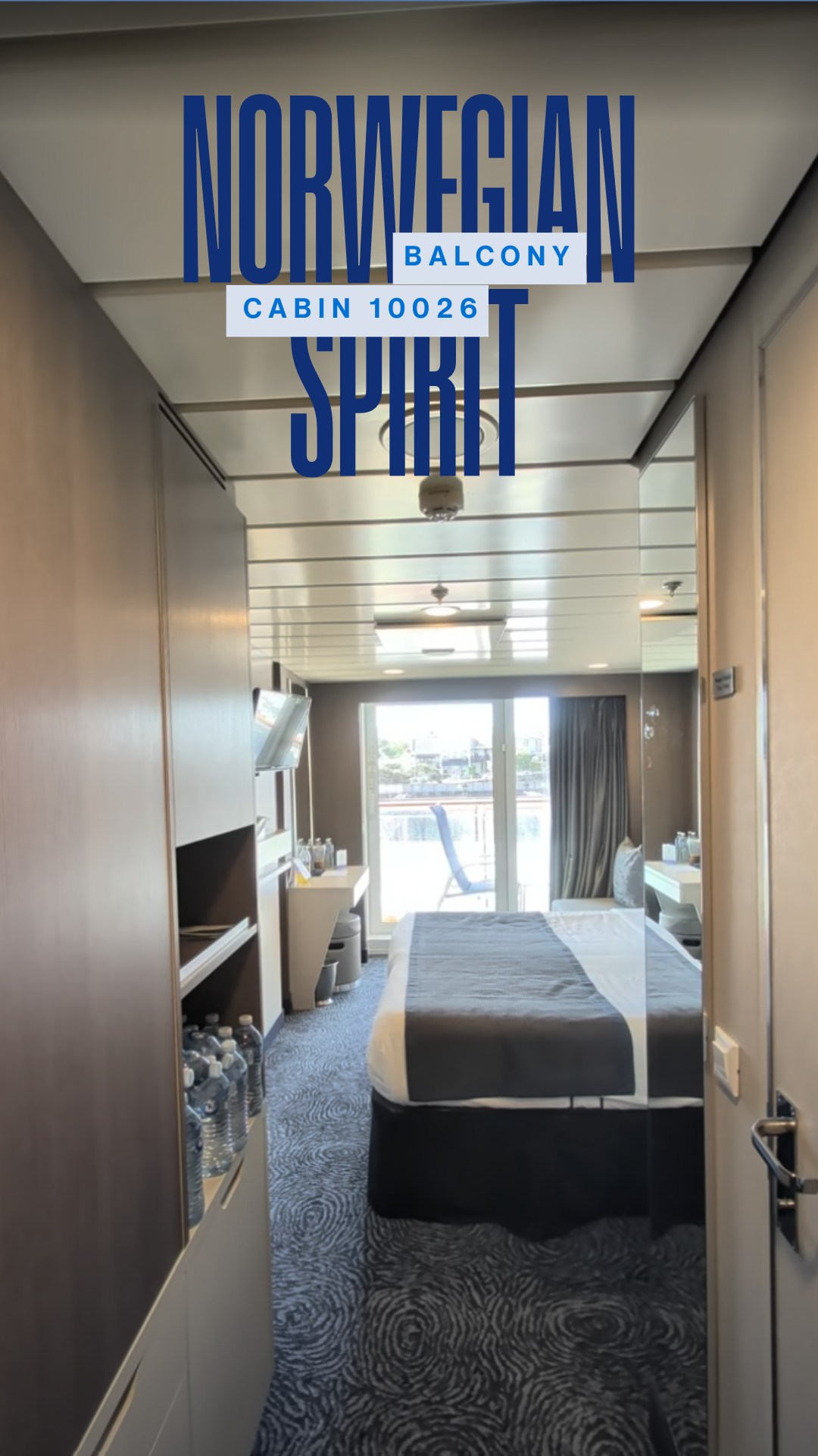 We stayed in Balcony Cabin 10026 on Norwegian Spirit and it was a solid, comfortable home base at sea. 🚢
The layout is efficient, with a cozy bed, good storage, and a private balcony that makes all the difference. There is nothing better than starting the day with coffee outside and ending it with ocean views.
Not the biggest cabin on the ship, but a great option if you want your own outdoor space without upgrading to a suite.