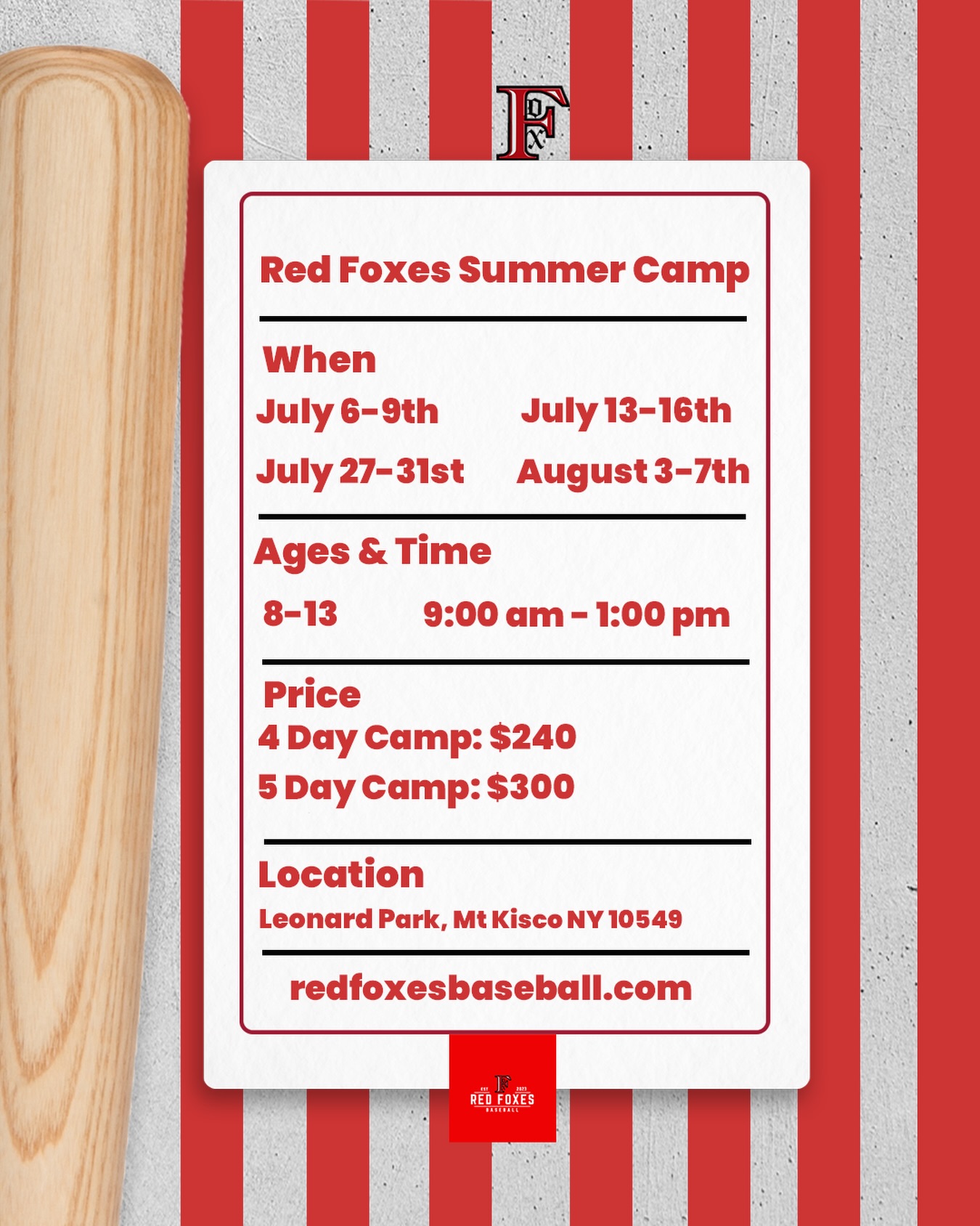 2026 Summer Camp Registration is Open!
Register at redfoxesbaseball.com or with the link in our bio
We can’t wait to see you there
#foxesup🦊