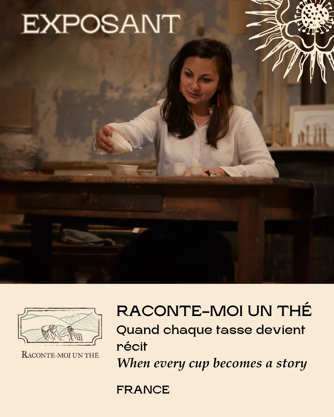 đ«đ·âš NOUVEL EXPOSANT â RACONTE-MOI UN THĂ âšâšđBordeaux, France
Quand chaque tasse devient rĂ©cit.âšFondĂ© par Ekaterina, Raconte-moi un thĂ© explore les thĂ©s du monde entier comme on ouvre un carnet de voyage : avec curiositĂ©, sensibilitĂ© et envie de transmettre.
đ La maison part Ă la recherche de crus rares, de terroirs parfois mĂ©connus et de feuilles porteuses dâhistoires. DerriĂšre chaque thĂ©, il y a un paysage, un producteur, une tradition, une aventure humaine Ă faire entendre dans la tasse.
đ± Ă travers ses thĂ©s, ses crĂ©ations sans arĂŽmes ajoutĂ©s et ses ateliers de dĂ©gustation, Raconte-moi un thĂ© invite Ă goĂ»ter autrement : observer, ressentir, comprendre, puis laisser les feuilles raconter ce quâelles savent du monde.
à découvrir les 13 et 14 juin au Paris Tea Festival.
đŹđ§âš NEW EXHIBITOR â RACONTE-MOI UN THĂ âšâšđBordeaux, France
When every cup becomes a story.âšFounded by Ekaterina, Raconte-moi un thĂ© explores teas from around the world like a travel notebook, with curiosity, sensitivity, and a deep desire to share.
đ The house seeks out rare teas, lesser-known terroirs, and leaves carrying meaningful stories. Behind each tea, there is a landscape, a producer, a tradition, and a human journey waiting to be heard in the cup.
đ± Through its teas, creations with no added flavours, and tasting workshops, Raconte-moi un thĂ© invites visitors to taste differently: to observe, feel, understand, and let the leaves tell what they know of the world.
To discover on June 13 and 14 at the Paris Tea Festival.
đ Paris Tea Festival âšâšđïž 13 juin 2026 11h-19h Le Grand JardinâšđParvis de la Mairie du 15e 6 pavillons thĂ©matiques EntrĂ©e libre
đ 14 juin 2026 10h-19h La Grande RencontreâšđMaison Internationale : 65 exposants, 25 confĂ©rences, tables rondes et les plus grands noms du thĂ© Ă Parisâšđ Billetterie disponible
#ptfouiouiouiđ„ #ParisTeaFestival #RaconteMoiUnThe