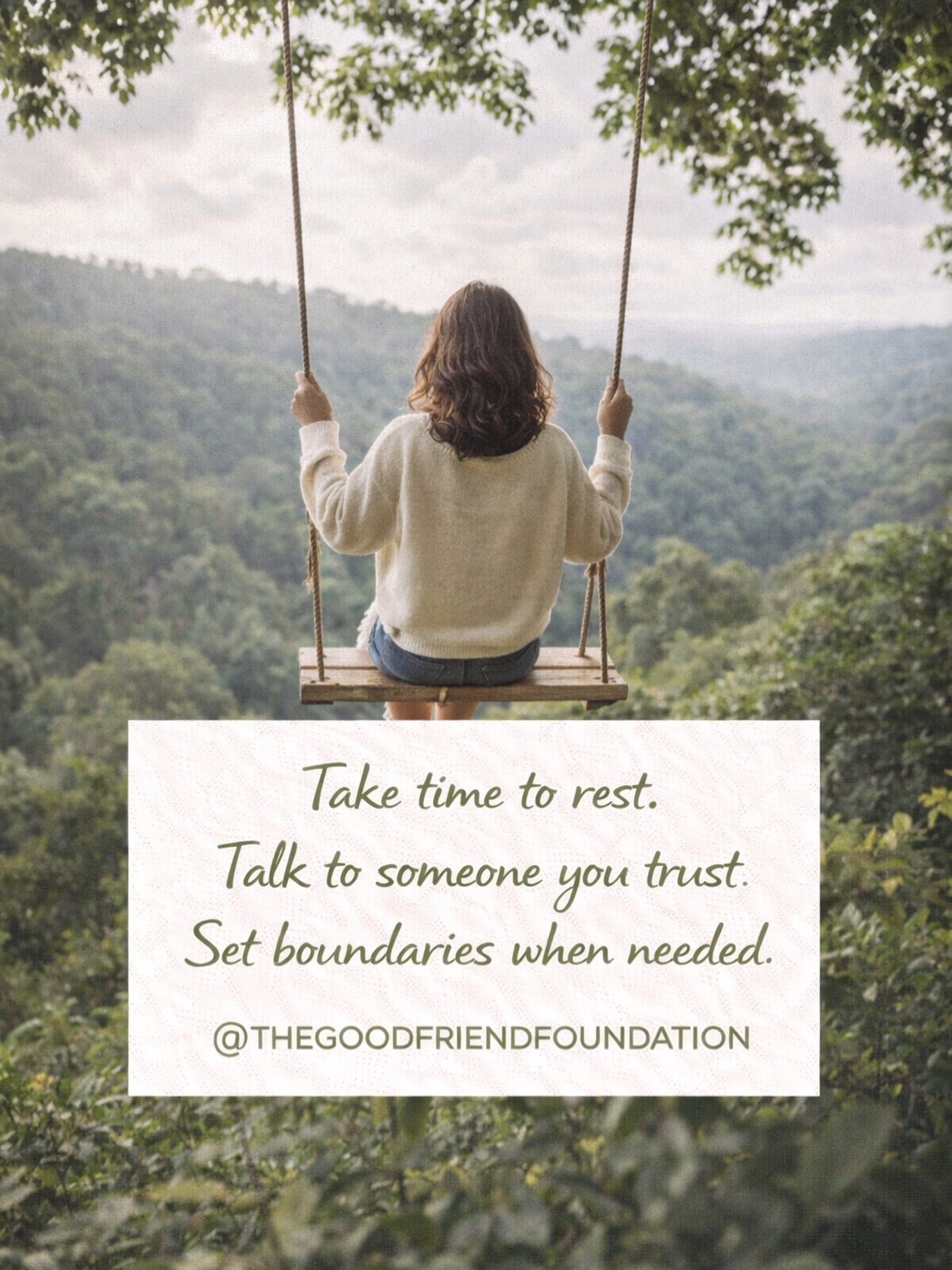 Take time to rest.
Talk to someone you trust.
Set boundaries when needed.
Tómate tiempo para descansar.
Habla con alguien de confianza.
Establece límites cuando sea necesario.