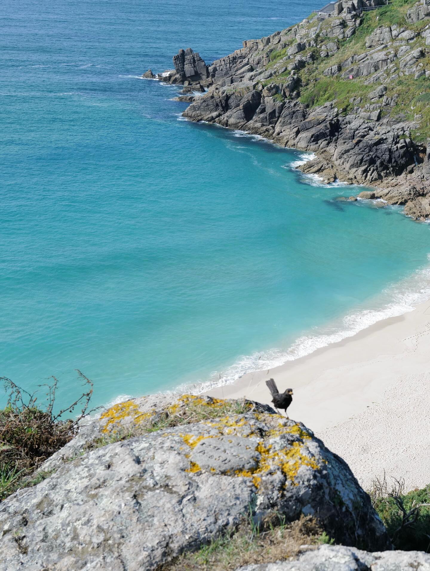 What glorious weather we had at the weekend - perfect for an outing to Porthcurno and an alfresco brunch at @farmandfort.cafe in nearby Treen. #porthcurno #cornwall #explorecornwall #beachlovers #lovecornwall