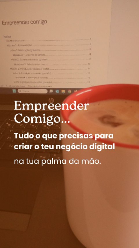 Um caminho estruturado para te ajudar a criar o teu negócio digital de forma consciente, prática e com direção em cada fase.
☝️ Sem ruído.
☝️ Sem sobrecarga.
☝️ Sem tentares descobrir tudo sozinha.
Aqui vais encontrar finalmente um sistema que te permita avançar com segurança, mesmo quando ainda não tens todas as respostas.
Este curso é para ti se:
👉 Queres criar ou consolidar um negócio digital com estrutura e estratégia.
👉 Sentes bloqueios que te impedem de avançar e queres ultrapassá-los.
👉 Estás pronta para aplicar o que aprendes e transformar ideias em resultados reais.
Principais tópicos abordados:
🟠 Mindset e mentalidade empreendedora
🟠 Planeamento estratégico e análise de mercado
🟠 Posicionamento, público-alvo e proposta de valor
🟠 Marketing digital, vendas e lançamento de produtos
🟠 Criação de produtos digitais e escalabilidade
🟠 Rendimento passivo e crescimento contínuo
Inclui:
✅ Mais de 60 aulas curtas e focadas no que realmente importa
✅ Workbooks, roadmap, glossário e exercícios práticos
✅ Recursos de bónus para acelerar o teu progresso
Este curso é uma experiência completa, prática e transformadora para quem quer criar um negócio digital que faça sentido, gere confiança e abra oportunidades de crescimento.
👉 Se estás pronta para avançar e desbloquear o teu potencial, comenta "Pronta!". Vamos a isso? 🙌