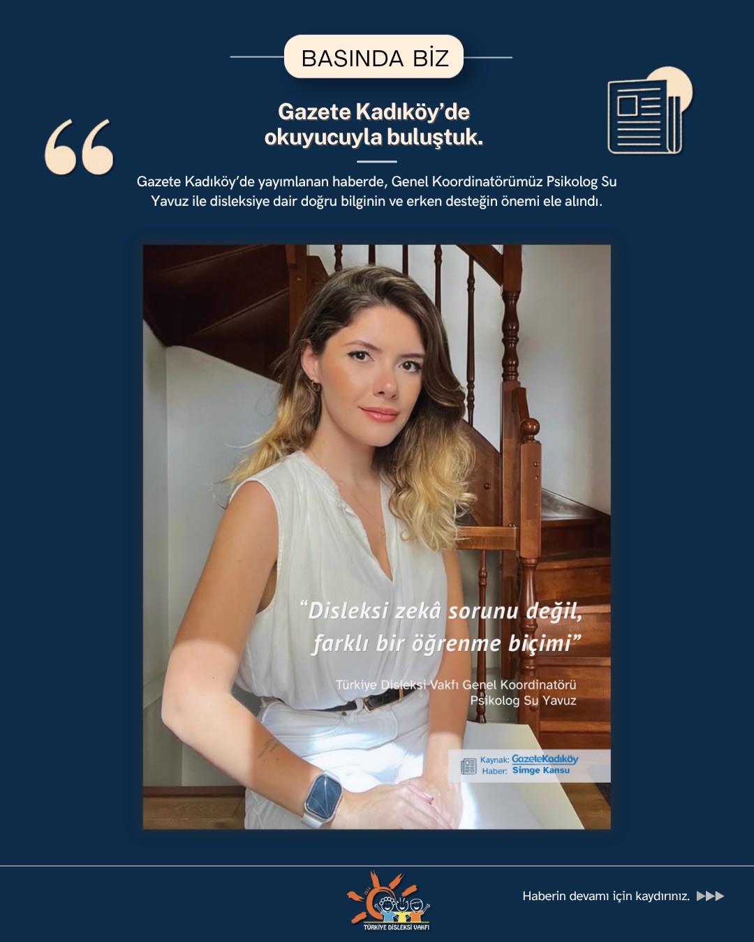 Disleksi farkındalığını görünür kılan bu kıymetli haber için Gazete Kadıköy’e teşekkür ederiz.
@gazetekadikoy