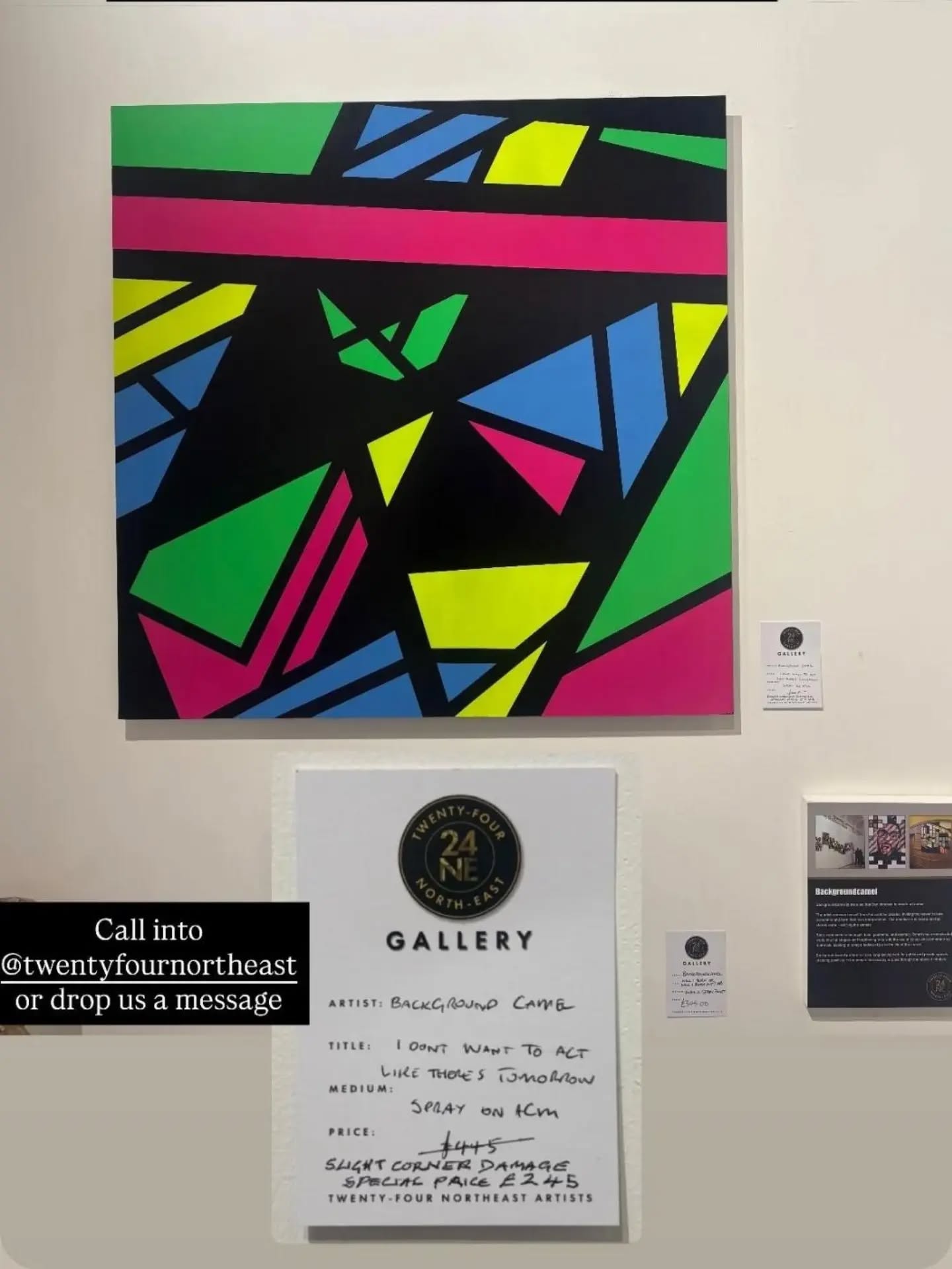 Discounted:
£245 from £445
Very slight damage to top right corner and some minor paint scuffs.
Tip: use the discount to get it framed by a professional, and the minor damage will be completely unnoticeable. Framing options available at @twentyfournortheast
Discount only available until Sat 2nd May.
#discountedart #sunderlandart #abstractpainting #artforsale