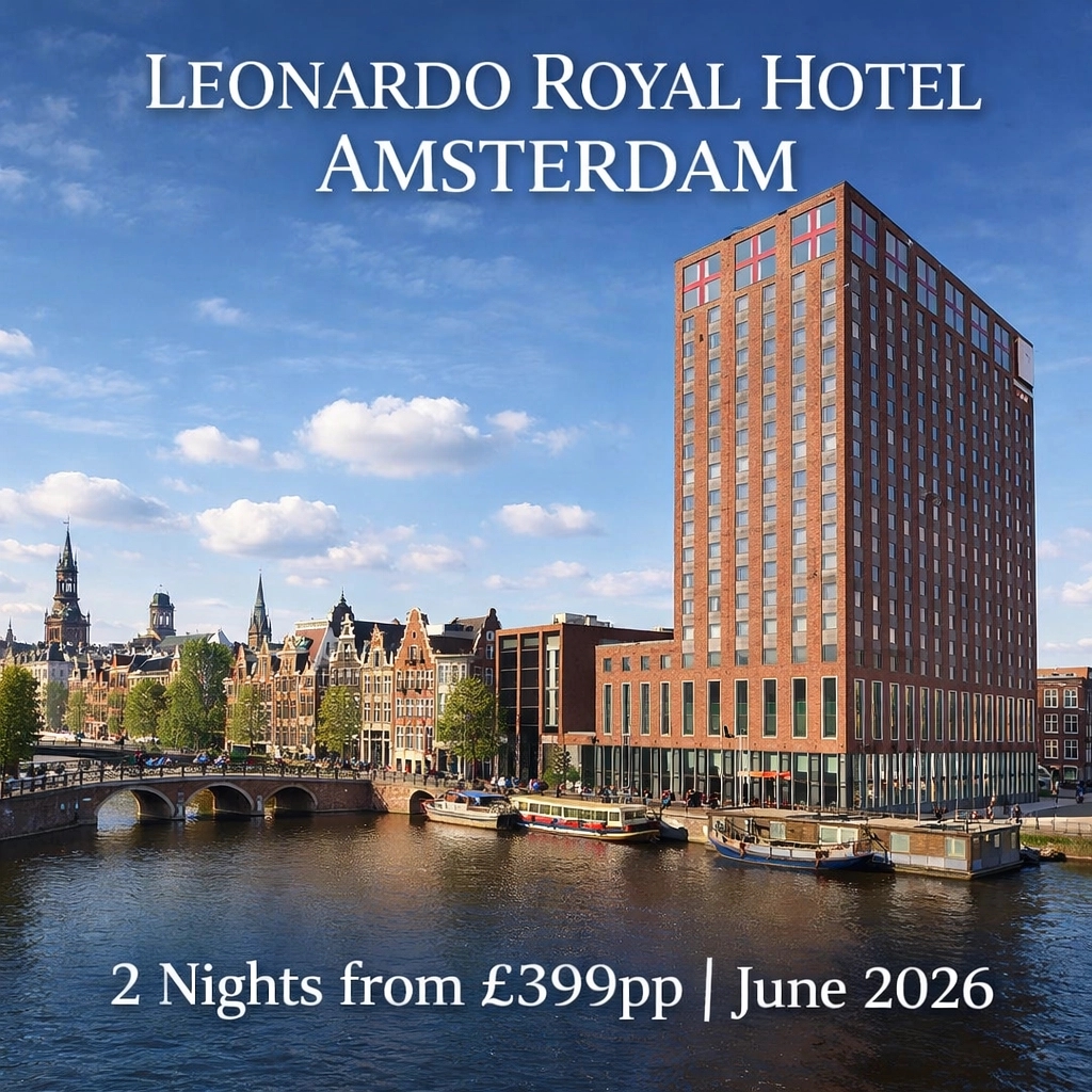 🌆✨ Amsterdam, but make it cool! ✨🌆
Stay at the stylish Leonardo Royal Hotel Amsterdam 🇳🇱💎
✨ 2 Nights | 1st June 2026
✈️ LGW/MAN: £399pp
✈️ BRS: £445pp
✅ JUST £60 DEPOSIT!
Ready to experience 'the Dam' in style? Message me today! 💬📲 #TravelWithSarah