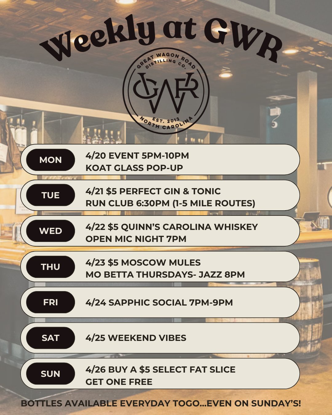 Your week just got better!
Here is what's happening with us this week- good drinks, good vibes, and something fun every day. Grab your crew and come hang!
#charlotteevents #nodaclt #whatsgoingonclt #weeklyhappenings