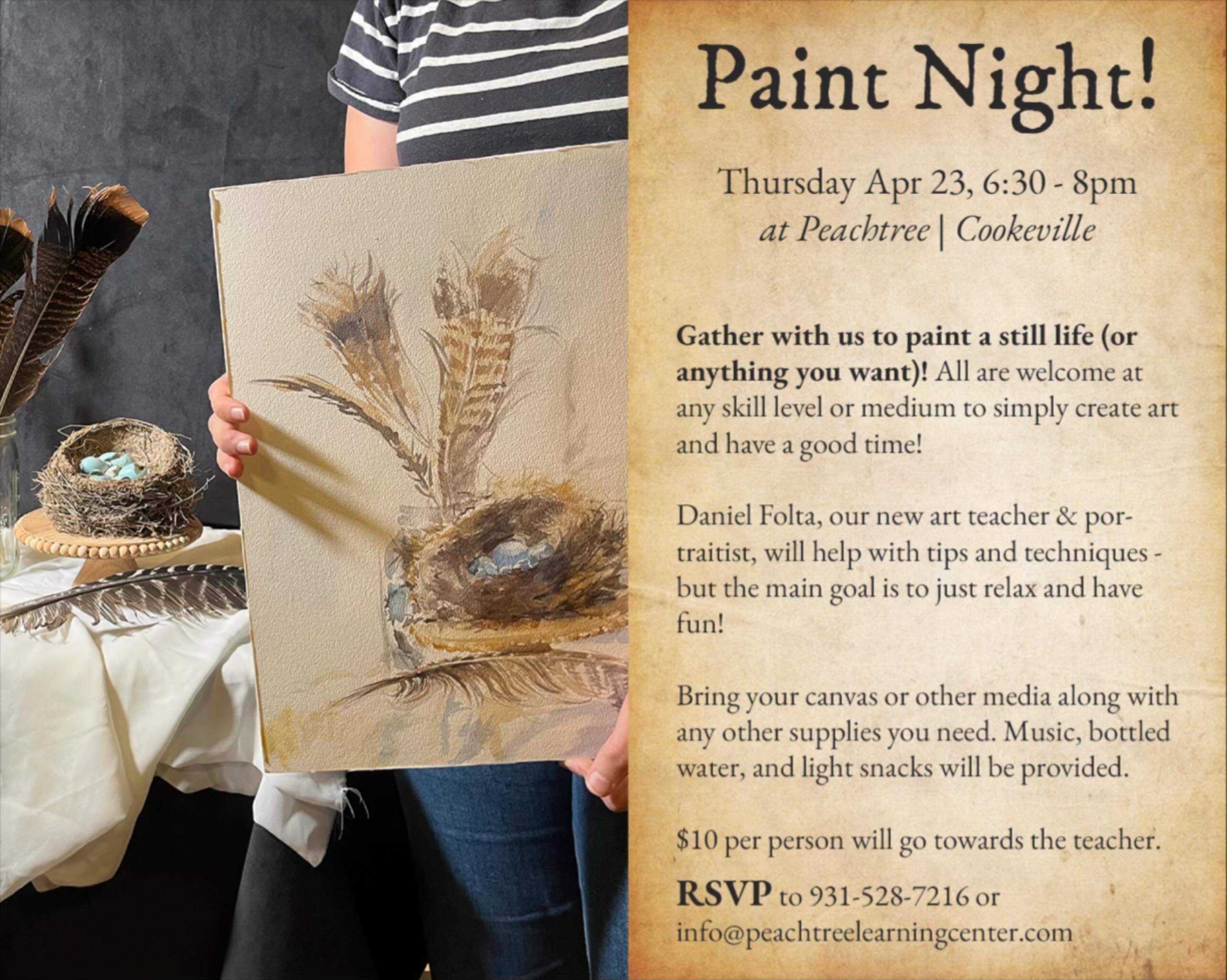 NEXT THURSDAY! Come join us for a sweet evening of fellowship, fun & creativity!! Our next Paint night is April 23! @danielfolta