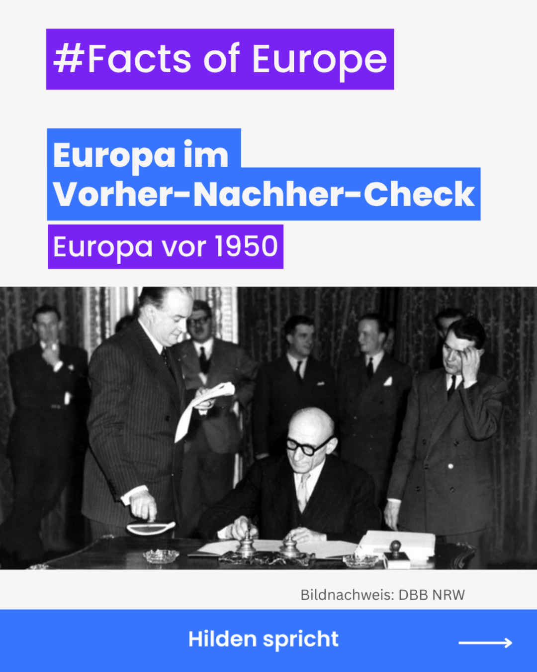Europa war nicht immer so, wie wir es heute kennen.
Unser neuer Facts of Europe Post zeigt im Vorher-Nachher-Look, was sich seit 1950 verändert hat und warum Europa auch in Hilden kein fernes Thema ist.
Kannst du dir ein Leben ohne Europa noch vorstellen?
“Hilden spricht: Europa to go“ wird von der Landesinitiative Europa-Schecks des Ministers für Bundes- und Europaangelegenheiten, Internationales sowie Medien und Chef der Staatskanzlei des Landes Nordrhein-Westfalen unterstützt. Im Auftrag der Europaunion Haan und in Kooperation mit der VHS Hilden-Haan.
#Hilden #HildenSpricht #Europa #EU #Beteiligung #Europascheck