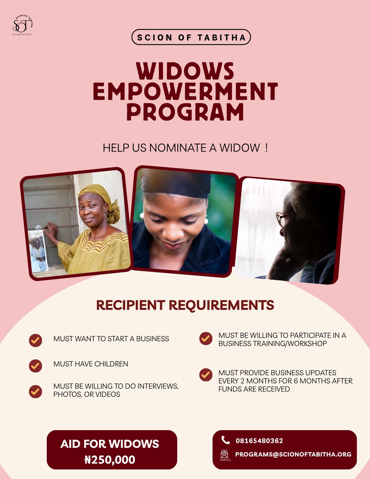 N250,000 GRANT FOR WIDOWS IN OTA, OGUN STATE!!!
Scion of Tabitha is supporting widows in Ota, Ogun State with N250,000 grants to ease financial burdens and support/help start small businesses.
We encourage you to apply or nominate someone today by clicking the link in our bio "Widows Empowerment Program".
This is more than support. This is restoration, stability, and a chance to rebuild.
Follow us for more grant opportunities!
#widowempowerment #ngo #nonprofitorganization #businessgrants