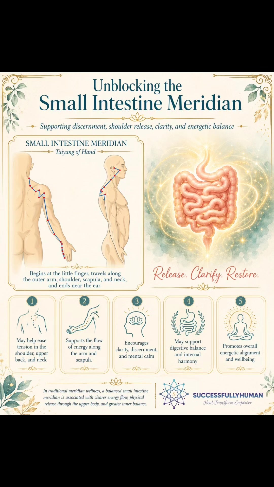 ✨ Release. Clarify. Restore.
In traditional meridian wellness, the Small Intestine Meridian is connected to discernment, clarity, digestive balance, and energetic flow through the arms, shoulders, neck, and upper back. When this pathway feels blocked, it may show up as tension, heaviness, or difficulty feeling clear and centered.
Curious how meridian support can help bring the body back into balance?
📲 DM us or visit our YouTube Channel @successfullyhuman143 to learn more.
#SuccessfullyHuman #SmallIntestineMeridian #MeridianWellness #EnergyHealing #HolisticHealth #MindBodyBalance #DigestiveWellness #EnergeticBalance #NaturalWellness #ReleaseClarifyRestore
✨ Libera. Clarifica. Restaura.
En el bienestar tradicional de los meridianos, el Meridiano del Intestino Delgado está conectado con el discernimiento, la claridad, el equilibrio digestivo y el flujo energético a través de los brazos, hombros, cuello y espalda alta. Cuando esta vía se siente bloqueada, puede manifestarse como tensión, pesadez o dificultad para sentirse claro y centrado.
¿Tienes curiosidad de cómo el apoyo de los meridianos puede ayudar a traer equilibrio al cuerpo?
📲 Envíanos un DM o visita nuestro canal de YouTube @successfullyhuman143 para aprender más.
#SuccessfullyHuman #MeridianoDelIntestinoDelgado #BienestarDeMeridianos #SanaciónEnergética #SaludHolística #EquilibrioMenteCuerpo #BienestarDigestivo #EquilibrioEnergético #BienestarNatural #LiberaClarificaRestaura