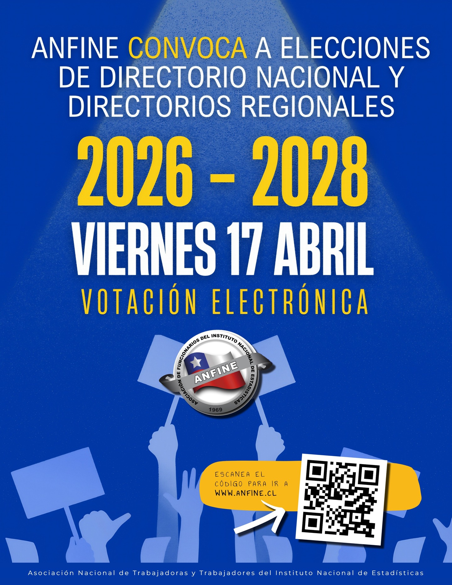📢 ANFINE CONVOCA A ELECCIONES 2026 – 2028 PARA DIRECTORIO NACIONAL Y DIRECTORIOS REGIONALES
Las elecciones son electrónicas y se realizan este viernes 17 de abril 2026, entre las 07:30 am y las 17:00 pm. Todas y todos podrán acceder a la votación desde cualquier dispositivo conectado a internet.
www.anfine.cl