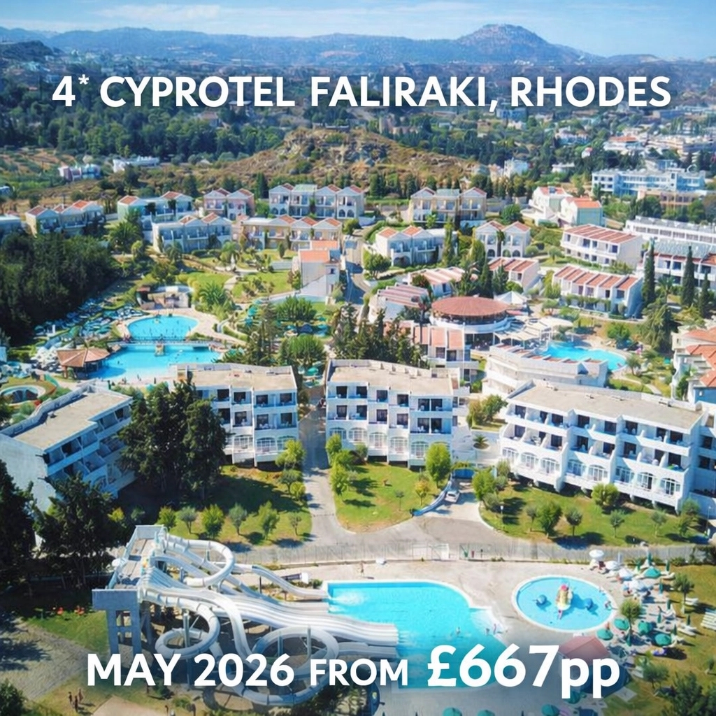 SURPRISE! ☀️ The 4* Cyprotel Faliraki in Rhodes is family holiday GOALS! 👨👩👧👦 On-site waterpark & All Inc fun! 🌊
✨ 7 Nights All Inc from £667pp!
✨ May ‘26
✨ Transfers & Luggage inc!
Message me today to book! 📞💬 #TravelWithSarah