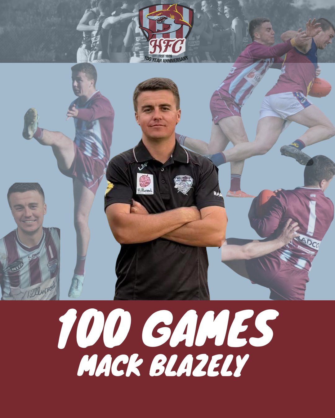 π¨Milestone Gameπ¨
Mack Blazely will play his 100th Game for Hillwood this weekend against St Patβs.
Mack (Blaze) debuted for Hillwood in 2019 and has been integral in the success of our club over the last 7 years.
A complete clubman that puts his hand up to help the club on and off the field with his leadership and time.
π¦ 12 senior finals π¦
π¦ 3 senior Grand Finalsπ¦
π¦2019 premiership playerπ¦
Letβs get to St Pats this weekend to celebrate Blaze on his milestone game. π¦π¦
#finsup #lovesagodfrey