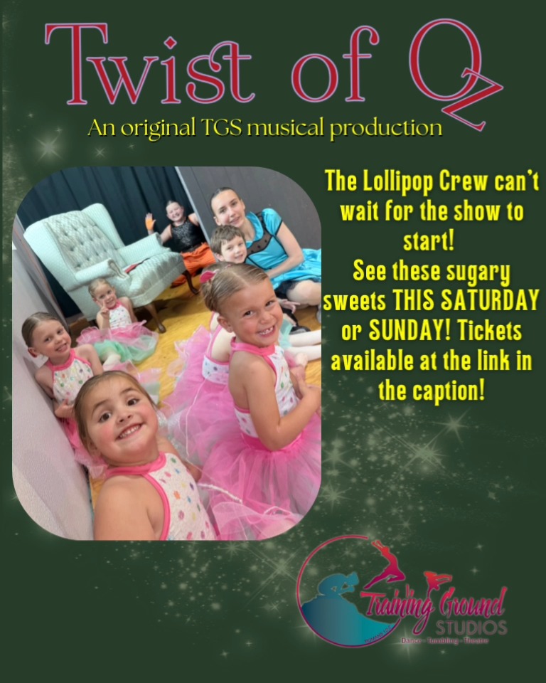 The Lollipop Crew can't wait for the show to start! See these sugary sweets THIS SATURDAY OR SUNDAY! Tickets available at https://www.zeffy.com/en-US/ticketing/twist-of-oz--2026
#performingarts #twistofozthemusical #glenrosetexas #redeemingthearts #inspiretransformrenew #tgs2026