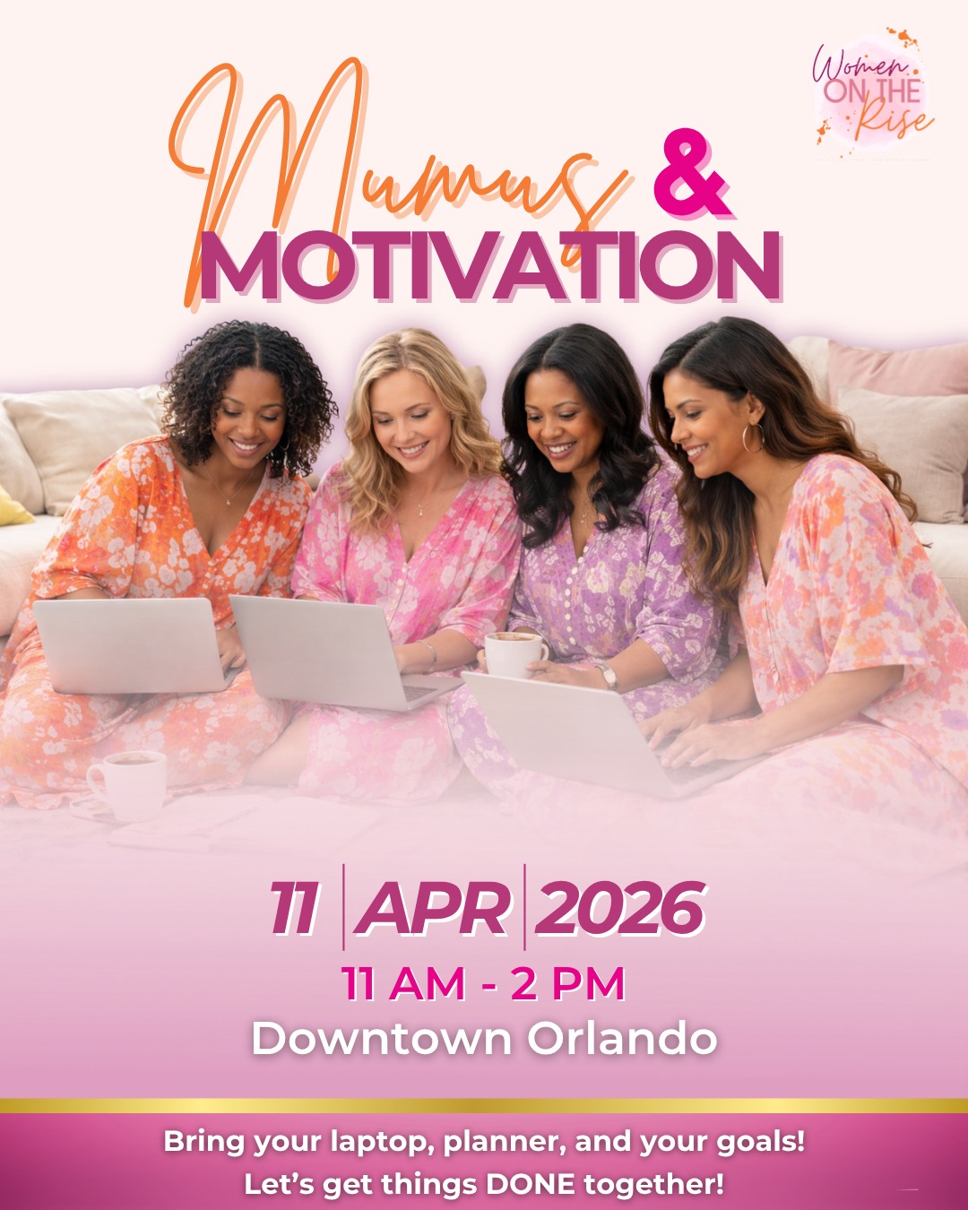 ✨ Mumus & Motivation ✨
A Members-Only Accountability Experience
Calling all WOTR Sisters! Join us tomorrow for a powerful afternoon of focus, intention, and execution at Mumus & Motivation. This unique working session is designed exclusively for Women on the Rise members who are ready to move forward on their goals.
Whether you’ve been putting off a project, feeling stuck on your next step, or needing clarity around your side hustle, this experience is designed to help you take meaningful action in real time surrounded by a community of women who are doing the same.
Together, we will:
✨ Complete unfinished projects
✨ Gain clarity on business ideas and side hustles
✨ Strengthen discipline, focus, and execution
✨ Build genuine accountability partnerships
Come comfortable, come focused, and come ready to work with intention.
🗓 Date: Tomorrow, Sat. April 11th, 2026
⏰ Time: 11:00 AM – 2:00 PM
📍 Location: Downtown Orlando (RSVP for location)
Bring your laptop, planner, and your goals.
Let’s get things DONE together.
Learn More & RSVP (Link in bio): https://www.wotrinc.org/upcoming-events
#mumus&motivation #getitdone #orlandoevents #centralfloridaevents #networking #accountability #Wecomplimentwedontcompete #togetherwerise #womenontherise #WOTR #orlando #centralflorida