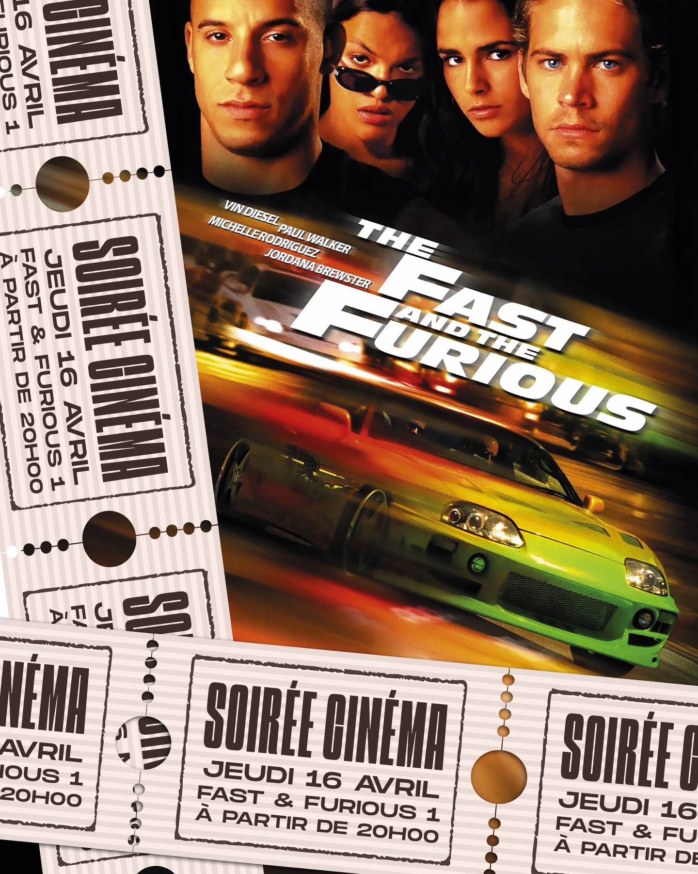 🎬 SOIRÉE CINÉ🍿
On se retrouve jeudi 16 avril pour une diffusion de Fast & Furious 1 🏁
Équipes toi de ta meilleure bière, un seau de popcorn et installes toi confortablement 😎
➡️Réserves ta place dès maintenant en MP🔥
À très vite ✌🏼⚡️
#bar74 #fastandfurious #barlocal #chablais