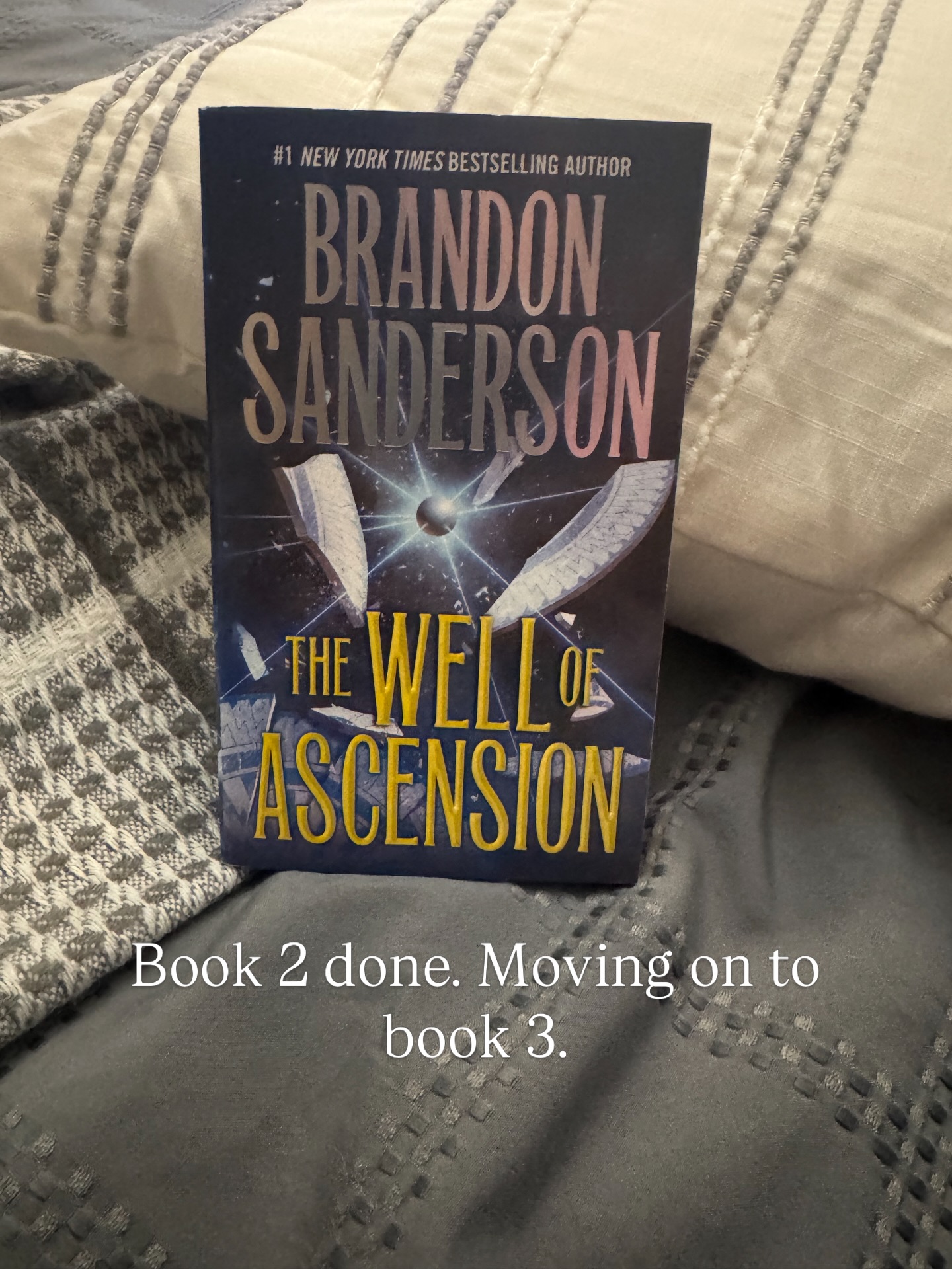 Continuing with the Brandon Sanderson Mistborn series. Book 2 done. Moving on to book 3.