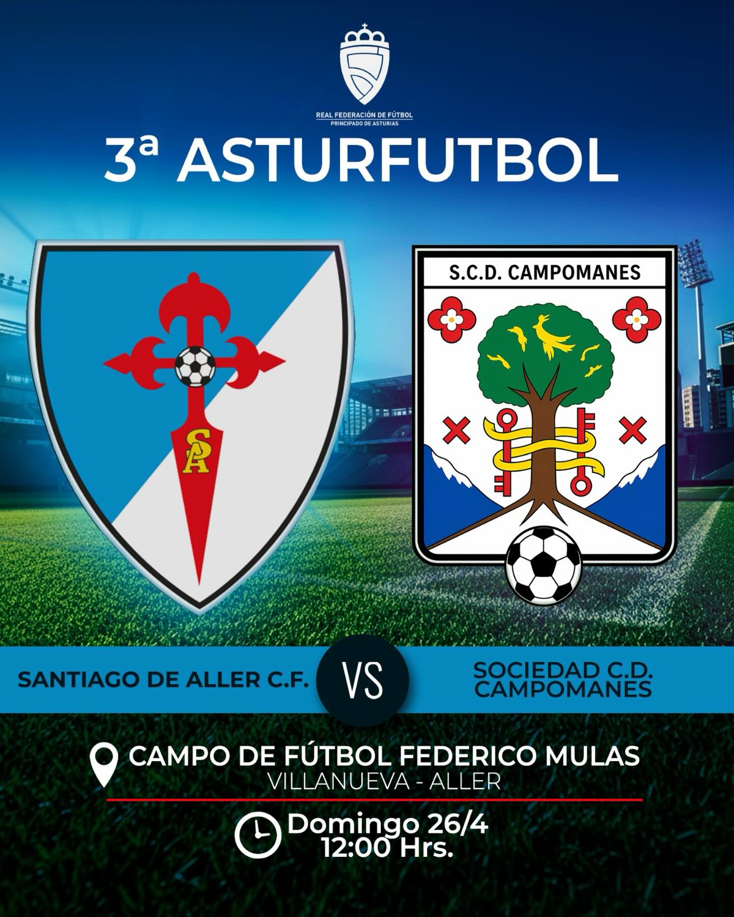 Mañana domingo último partido de la temporada en el Federico Mulas, los pupilos de Fran saldrán a luchar por los 3 puntos ante nuestros vecinos del @scd.campomanes Os esperamos a todos para despedir la temporada en casa en vuestra compañía.
#rendirsenoesunaopcion #soydelsantiagodealler