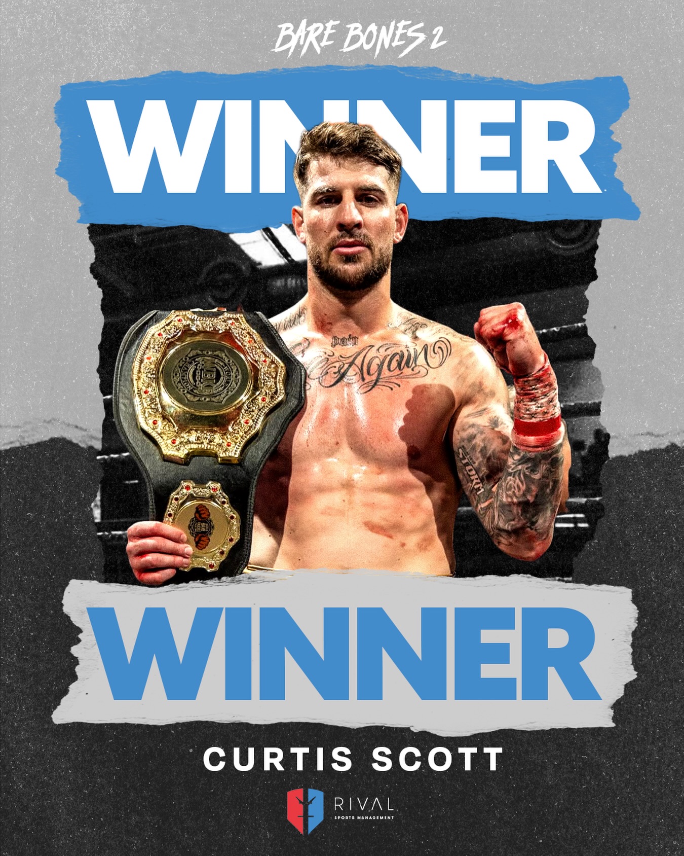 The Hybrid gets it done! Curtis Scott remains the World Bare Knuckle Fighting Heavyweight Champion. On to the next 🩸 #RivalSportsManagement