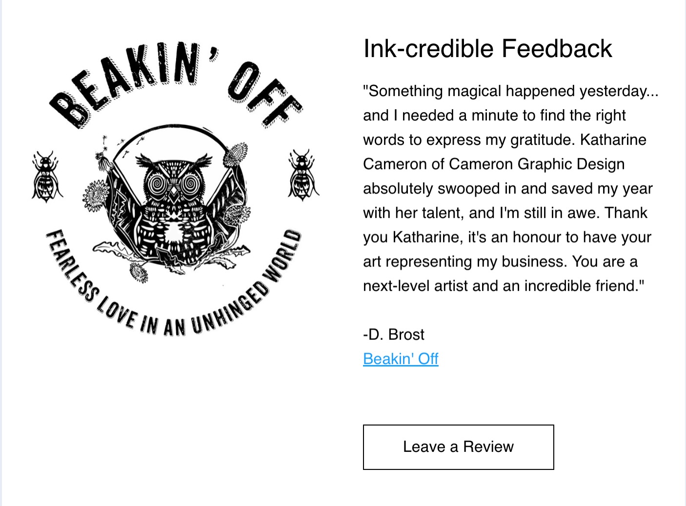 In my newsletter I like to highlight a client who is on the move! This is @beakin_off . The punk, self-love scream that we need to hear. Making WAVES in Victoria, British Columbia. Wanted a logo that represented punk power. I took inspiration from linocut - a traditional protest art for.
The owner had some nice words to share. So right back at yah! 🖕🏻❤️ my punk friend. A highlight in my newsletter.
#punkrevolution #victoriabc #linocut #graphicdesigner