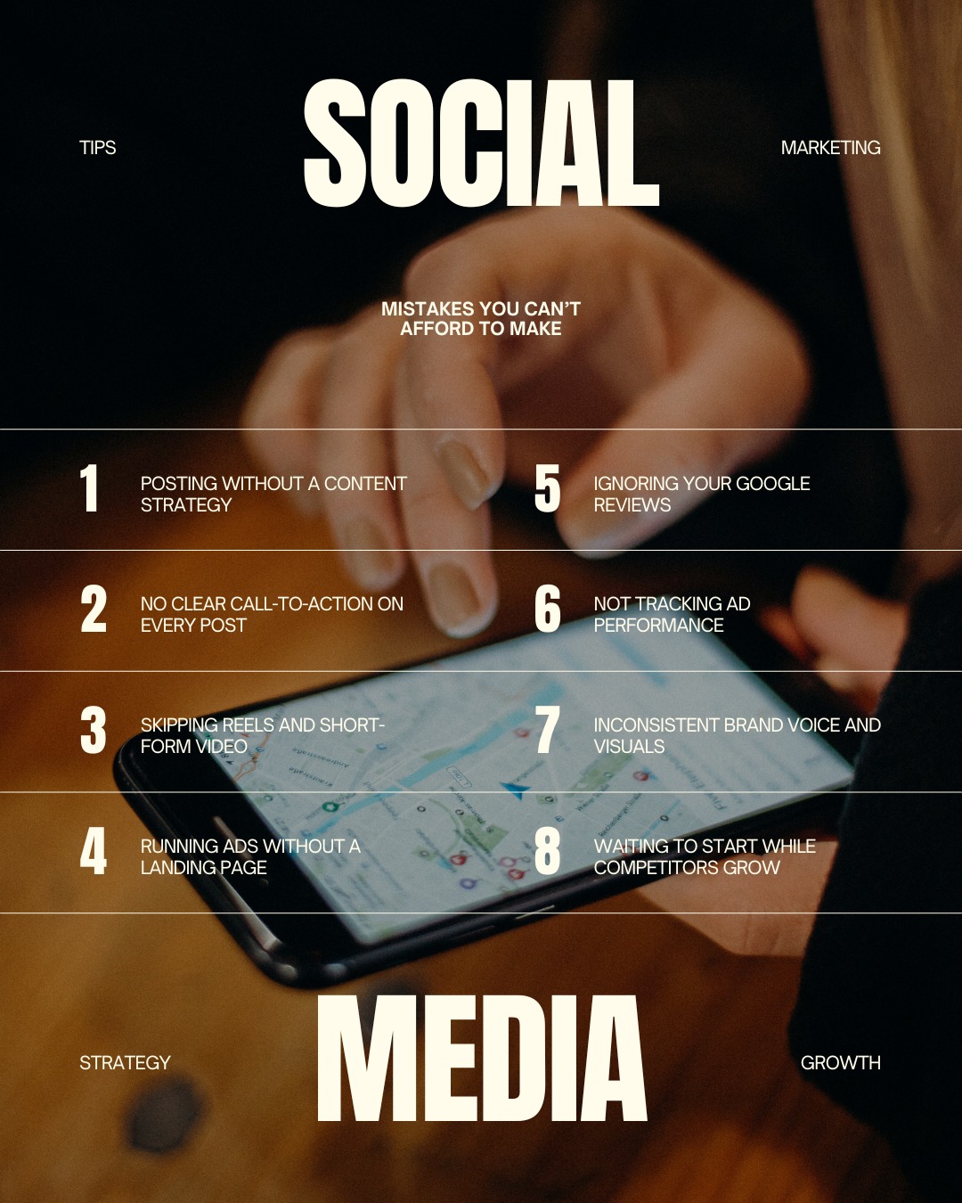 Most businesses don’t have a marketing problem —
they have a strategy problem.
Posting consistently isn’t enough anymore.
If your content isn’t designed to convert,
you’re just staying busy — not growing.
Here are some of the most common mistakes we see 👇
(and why results don’t follow)
✔ No clear content strategy
✔ No call-to-action
✔ Ignoring Google reviews
✔ Running ads without proper tracking
✔ Inconsistent branding
And the biggest one?
👉 Waiting too long while competitors scale.
Marketing today is not just about posting —
it’s about building a system that drives real growth.
If you’re not seeing results, it’s time to change the approach.
📍 Vancouver-based businesses
We help you grow through Google, Instagram & web strategy.
#vancouverbusiness #digitalmarketingagency #socialmediamarketing #restaurantmarketing #clinicmarketing #vancouvermarketing #smallbusinessgrowth #marketingstrategy #googleads #instagramgrowth