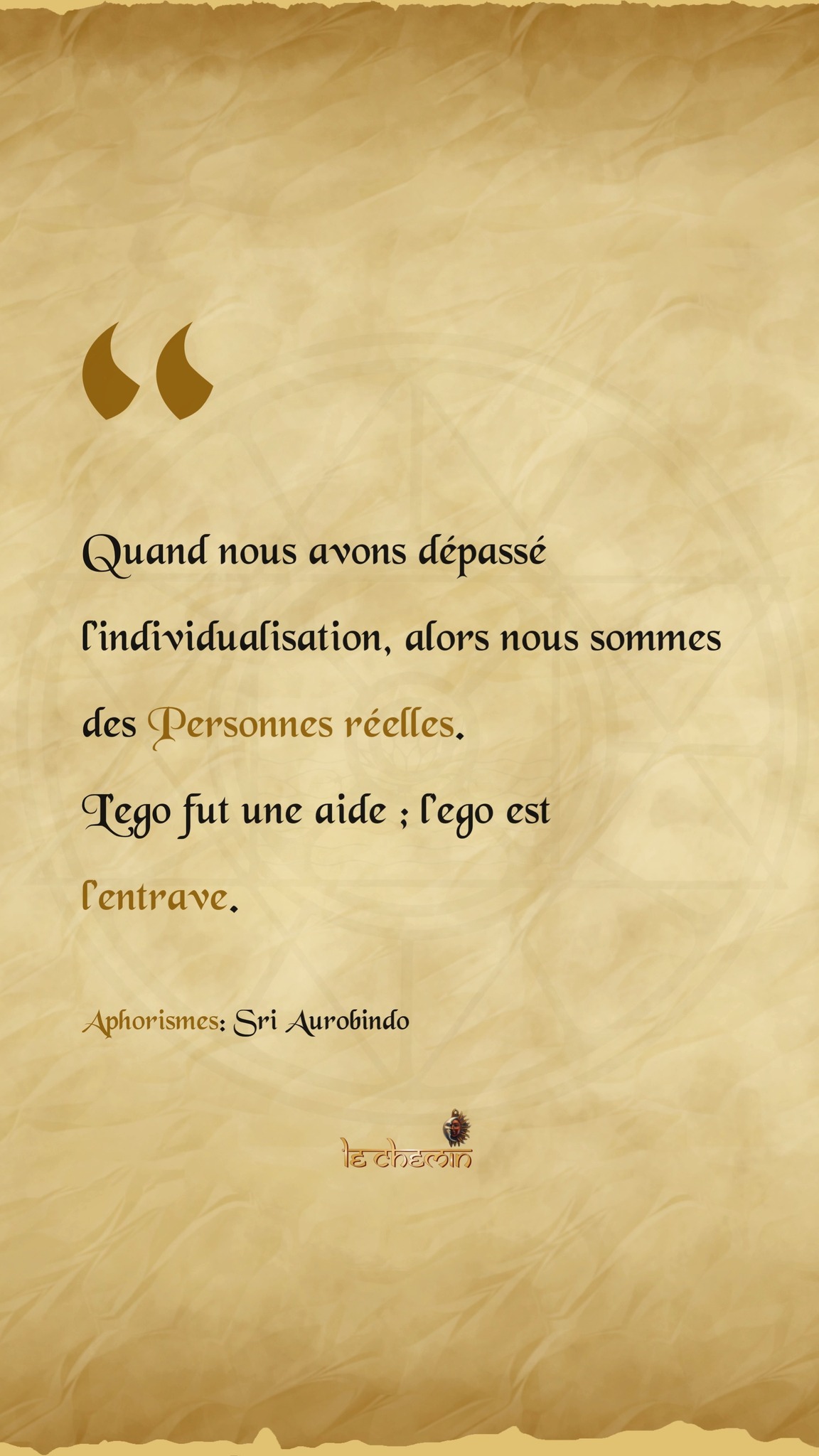 🔸 Êtes-vous une "Personne réelle" ou un ego fragmenté ? ◼️
L’ego nous aide à nous séparer de la masse, mais il finit par limiter notre identité. Devenir une personne réelle, c'est transmuter l'individualisation en unité.
#LeChemin #AlchimieInterieure #YogaIntegral #SriAurobindo #LaMere #Supramental #Conscience #EveilSpirituel #Transformation #Souverainete