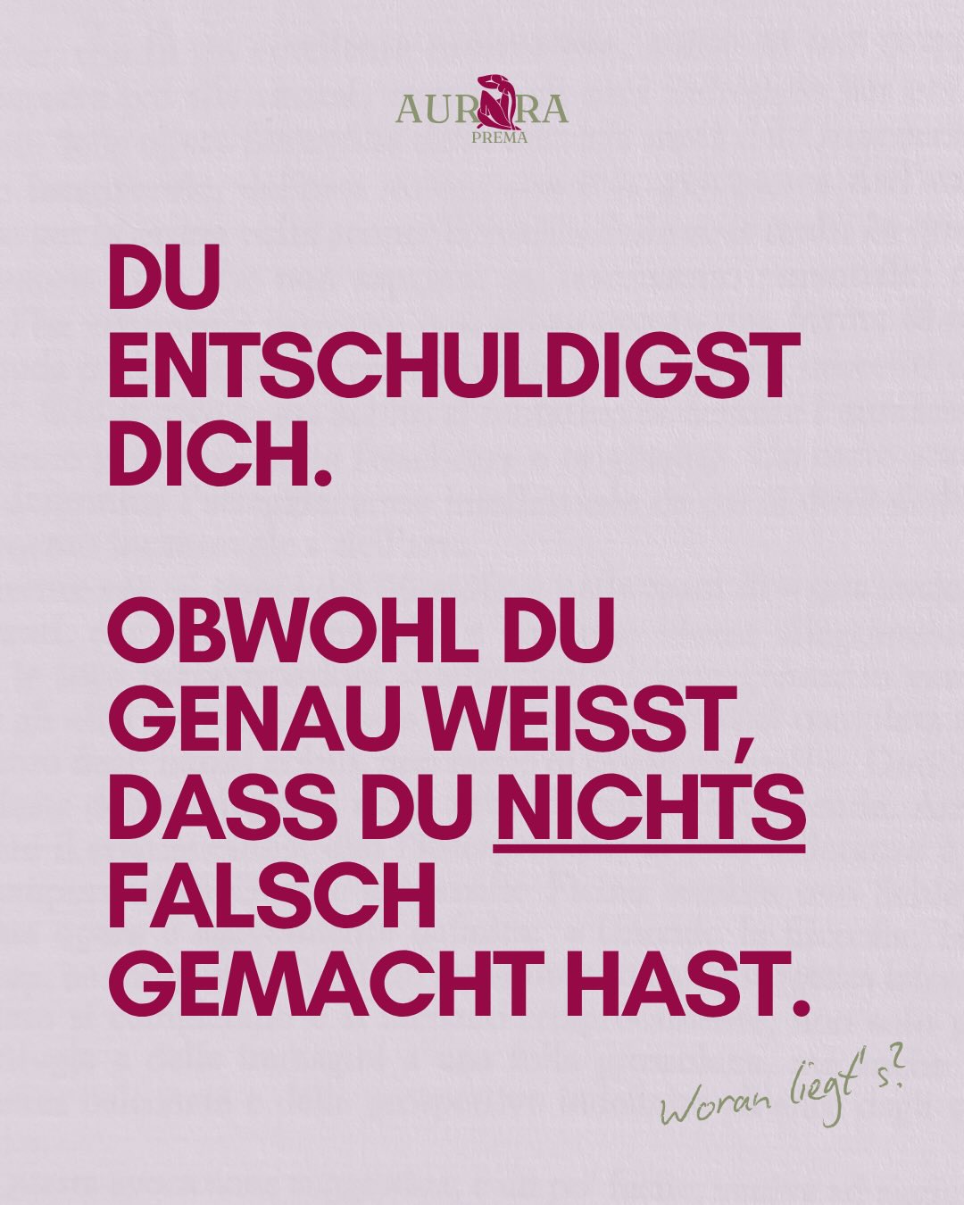 Ein Skill der uns allen (behaupte ich jetzt einfach mal) fehlt, ist Konfliktfähigkeit.
Ich kenne kaum eine Person, die im Konflikt gut bei sich und ihren Gefühlen sein kann und sich gleichzeitig in Verbindung erlebt.
Weil Konflikt so oft auch unsere Bindungs- und Zugehörigkeitsthemen aktiviert, kommen wir schnell eine Stressreaktion. Es fühlt sich an als müssten wir uns entscheiden: entweder geb ich das auf, was mir wichtig ist und kann die Beziehung halten oder ich verlier sie.
Beides extrem unzufriedenstellend und der Grund, warum uns Konflikte so Angst machen: Oft ist es keine positive Erfahrung.
Ich hab BEI MIR BLEIBEN entwickelt, um ein Verständnis für die Gefühlszustände aufzubauen, die uns im Konflikt oft im Weg stehen: Angst (vor Beziehungsverlust), Scham (in Bezug auf eigenes Verhalten) und Schuldgefühle.
Wenn du diese geballten Gefühle, dir herausfordernde Momente beinhalten, entzerren, begreifen, nachfühlen und dir in ihnen mehr Raum geben willst, ist BEI MIR BLEIBEN perfeettto, um dich zu empowern und deine Empfindsamkeit zu ownen.
Link dazu in der Bio.
xx,
Aurora