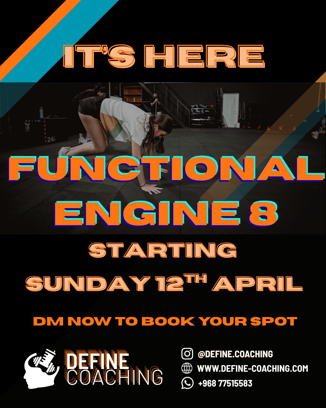 It’s here.
Functional Engine 8 starts Sunday 12th April.
8 weeks of structured, progressive training designed to help you:
• Build real strength
• Improve your engine
• Move better
No guesswork. No random workouts.
Just training that actually works.
Spots are limited.
📩 DM us now to book your spot
#DefineCoaching #FunctionalTraining #F8 #muscatfitness #omanfitness