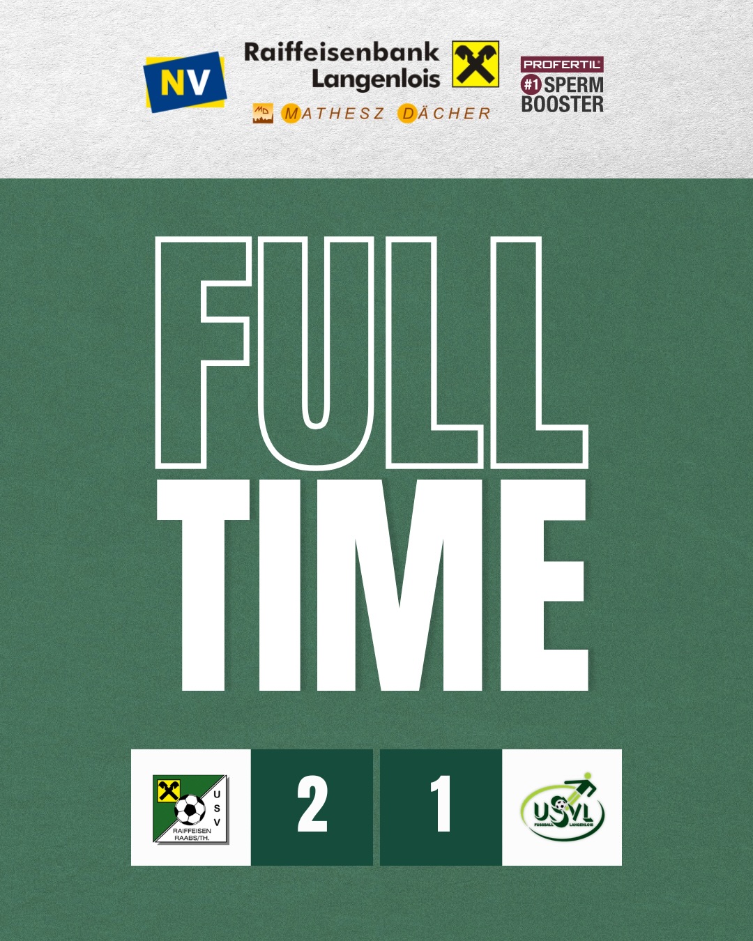 Niederlage in Raabs.
Es gibt nichts schönzureden. Wir verlieren auswärts mit 2:1.
👉 Positiv: Unsere U23 gewinnt klar mit 6:0 – starke Leistung, Jungs! 💪
Torschützen U23:
⚽⚽ Dantinger
⚽⚽ Hoch
⚽⚽ Miksch
Jetzt heißt es: weiterarbeiten, zusammenhalten und zurückkommen.
#forzausvl #matchday #loiserjungs #wirfürlangenlois #waldviertel