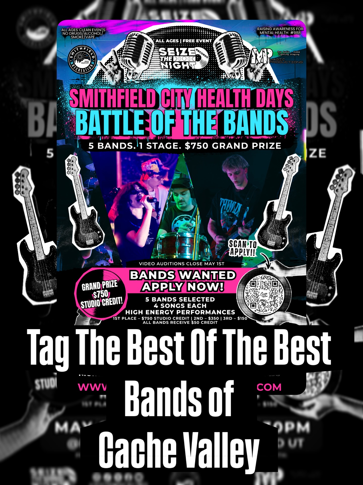 🔥 ATTENTION CACHE VALLEY BANDS 🔥
You say you’re the best?
Cool. Now prove it on stage. 🎤⚡️
SMITHFIELD CITY HEALTH DAYS: Battle of the Bands is here.
💥 5 bands
💥 1 stage
💥 $750 grand prize
This is your shot to show Cache Valley what you’re made of.
👇 TAG the bands that NEED this stage
👇 Think it’s you? Hit the application in our story and lock in your spot
Spots are limited. Don’t wait.
#cachevalleymusic #battleofthebands #utahbands #livemusicutah #seizethenight