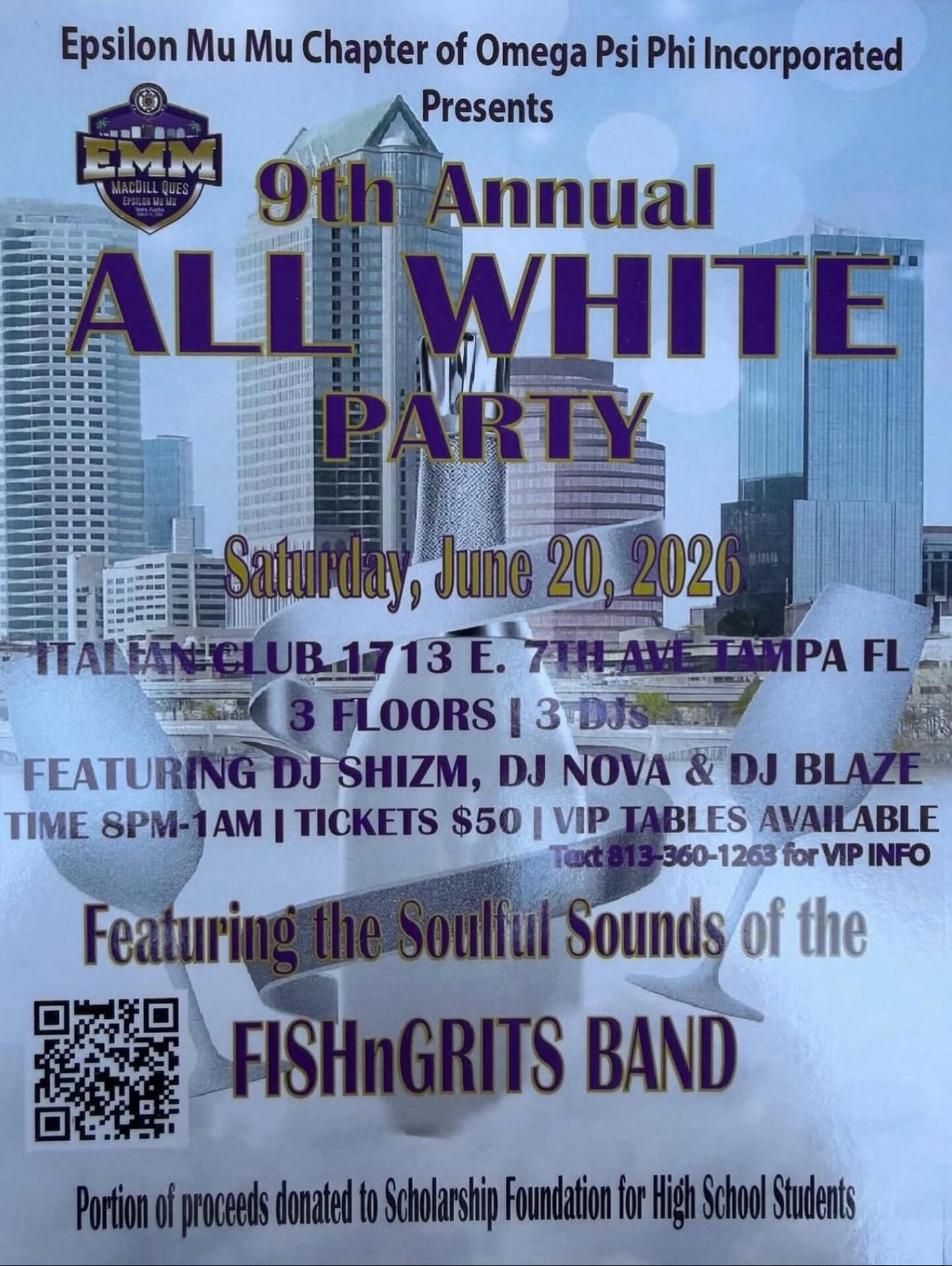 Come out and support our biggest event of the year.
Grab your All White Attire and get ready to have a good time with the Ques.
All proceeds go to our Scholarship Foundation.
#allwhiteeverything #scholarship #omegapsiphi #groove #yborcity