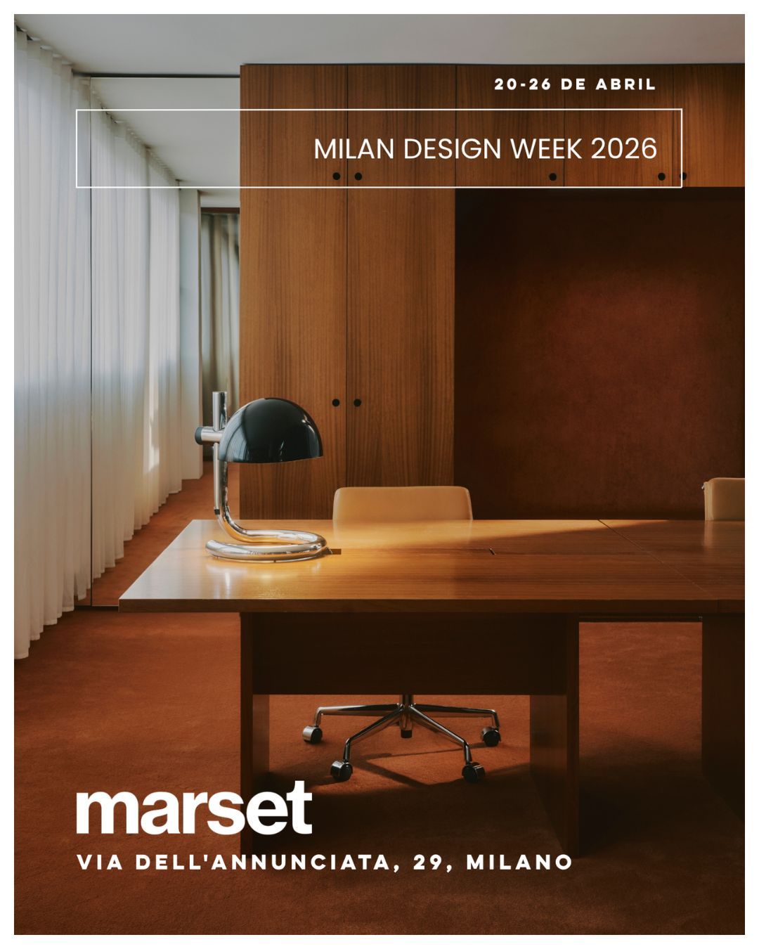 Milão 2026: A Design-Minder convida-o para uma semana de novidades!
De 20 a 26 de abril de 2026, Milão torna-se o epicentro mundial do design com o Salone del Mobile e a Milan Design Week.
A nossa equipa estará presente nos stands e showrooms das marcas agenciadas, apresentando as novidades que vão inspirar os próximos projetos.
Reserve já a sua reunião connosco para garantirmos um tempo dedicado à apresentação exclusiva das novidades.
Milan Design Week / Fuorisalone (20 a 26 de abril)
Marset: Via dell'Annunciata, 29 Milano
Para reservar o seu horário, envie uma mensagem privada ou utilize o link disponível no nosso perfil.