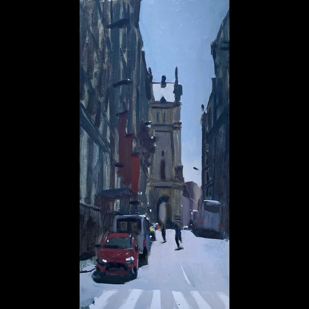 My first painting in Budapest. Just a street and some light.
#budapest #pleinair #oilpainting