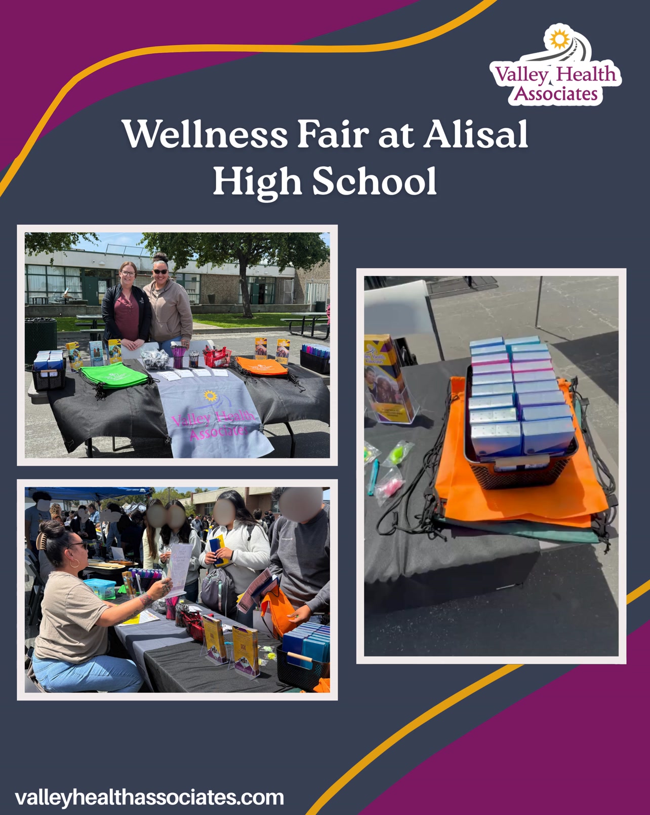 Our VHA team visited Alisal High School and took part in their Wellness Fair. We focused on sharing health resources that help students' well-being.
#ValleyHealthAssociates #VHA #WellnessFair #MontereyCouty #Outreach