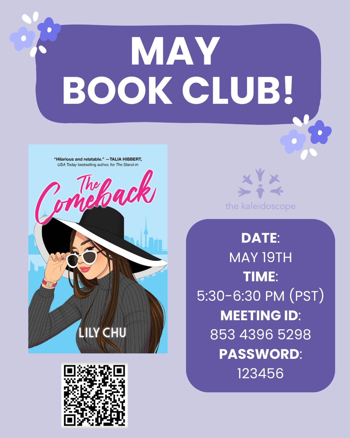 📚 Come join us for our May book club, where we will discuss “The Comeback” by Lily Chu.
“Ariadne Hui thrives on routine. So what if everything in her life is planned down to the minute: That’s the way she likes it. If she’s going to make partner in Toronto’s most prestigious law firm, she needs to stay focused at all times.
But when she comes home after yet another soul-sucking day to find an unfamiliar, gorgeous man camped out in her living room, focus is the last thing on her mind. Especially when her roommate explains this is Choi Jihoon, her cousin freshly arrived from Seoul to mend a broken heart. He just needs a few weeks to rest and heal; Ari will barely even know he’s there. (Yeah, right.)
Jihoon is kindness and chaos personified, and it isn’t long before she’s falling, hard. But when one wrong step leads to a world-shaking truth, Ari finds herself thrust onto the world stage: not as the competent, steely lawyer she’s fought so hard to become, but as the mystery woman on the arm of a man the entire world claims to know. Now with her heart, her future, and her sense of self on the line, Ari will have to cut through all the pretty lies to find the truth of her relationship...and discover the Ariadne Hui she’s finally ready to be.”
We hope to see you there!
#BookOfTheMonth #MonthlyReads #BookClub #MayReads #TheComeback