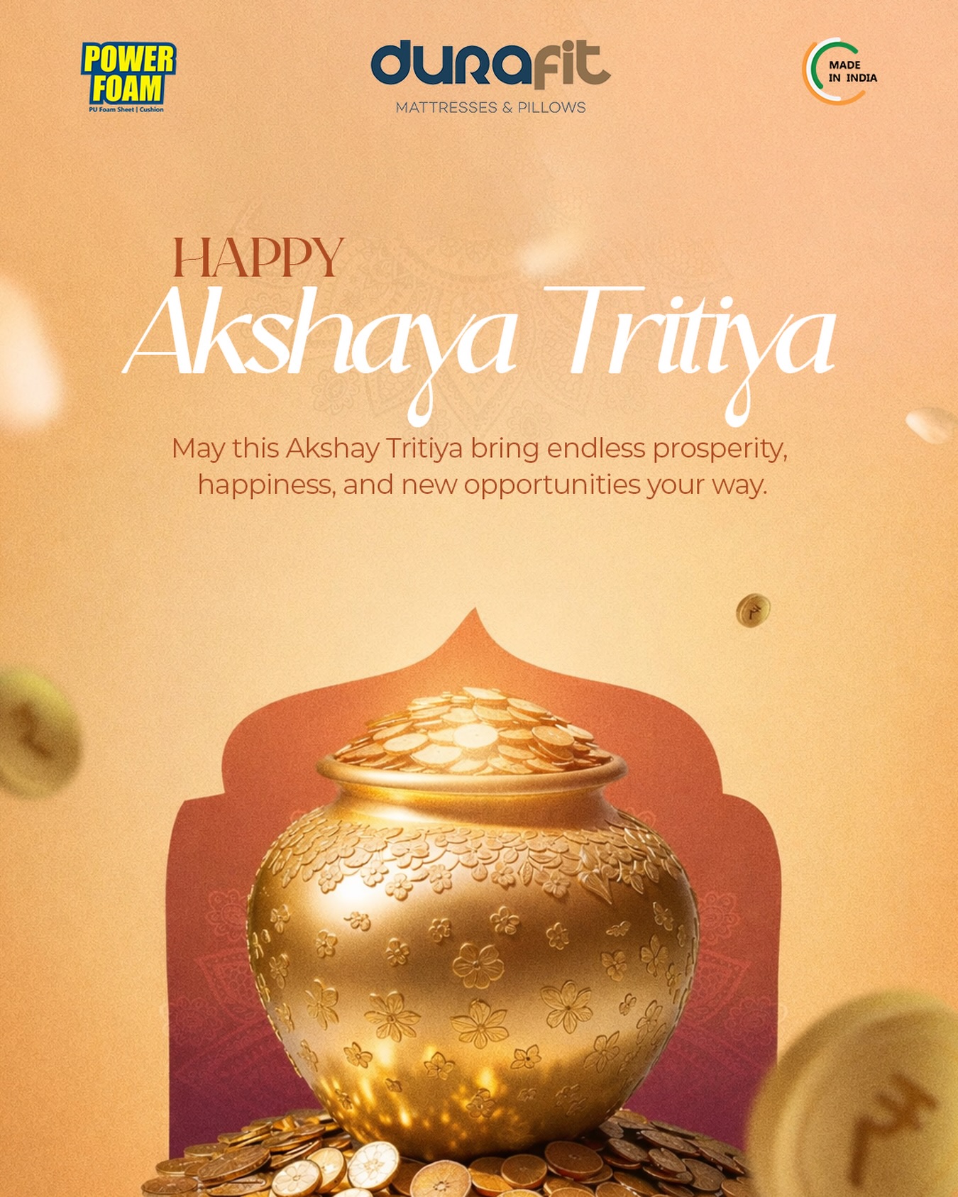 Prosperity begins with the right foundation. 💛
This Akshaya Tritiya, bring home comfort that lasts forever with Durafit.
#AkshayaTritiya #HappyAkshayaTritiya #FestiveVibes #Prosperity #NewBeginnings
(Durafit MadeInIndia ComfortMatters BetterSleep MattressLife HomeEssentials FestiveSeason IndianFestivals LuxuryLiving SleepWell)