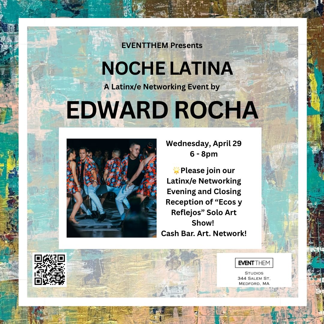 I’m so excited to share the final two events for my solo exhibition “Ecos y Reflejos” at EventThem!
We’re hosting one more paint night—this time diving into the world of abstract art, letting intuition and creativity take the lead.
To close out the show, we’ll celebrate with a Latinx/e Noche Latina—an evening of culture, community, and connection as the official closing reception.
Bring your friends, come through, and help me end this experience on a high note. It’s going to be something special ✨
.
.
.
.
.
#latinx #latino #boston #art #artist
