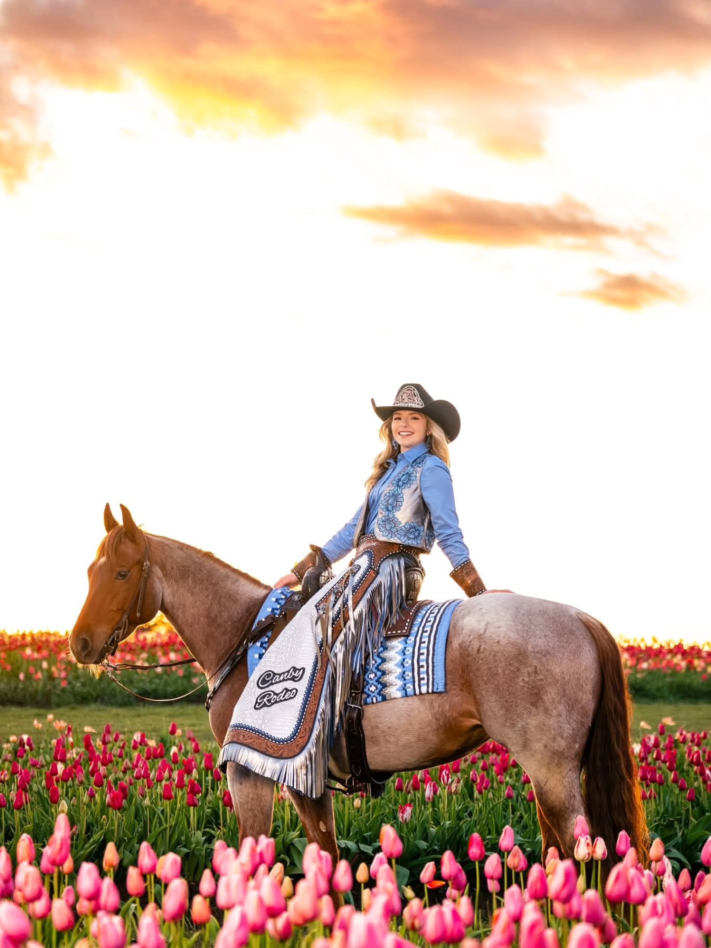 Another bucket list shoot: Checked! ✅
Orchestrating an equine session at the Woodenshoe Tulip Farm has been a long-time goal, but getting a Rodeo Queen and her horse in the frame was more than we ever imagined.
With the skies clearing and the tulips at peak bloom, we had the best time capturing the 2026 @canbyrodeocourt Queen @rodeowith__jordyn and her sweet roan mare, Carrie.
We always love working with the royalty from the @ccfaireventcenter and @canby_rodeo , but this shoot was truly something special!
We are already excited for next season, who wants to join us with their horse?
#woodenshoetulipfarm