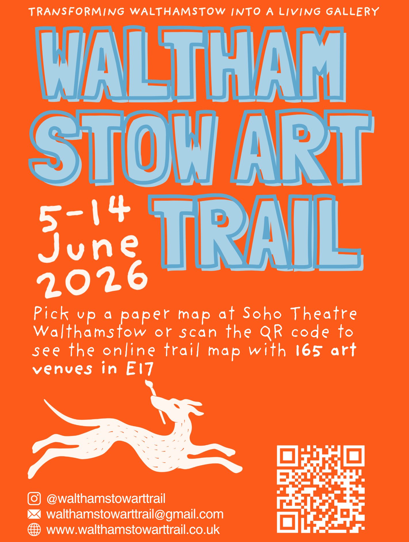 🎨 Walthamstow’s iconic Art Trail returns this June! @walthamstowarttrail
From 5 - 14 June 2026, E17 will once again become a vibrant living gallery as the FREE Walthamstow Art Trail brings together over 200 artists across 165 venues throughout the neighbourhood.
Explore exhibitions, open studios, workshops, live performances and creative events hosted in homes, studios, public spaces and independent venues across Walthamstow
More information about the artists, specific event dates, and the official map, is
available at their website https://www.walthamstowarttrail.co.uk/
#WalthamstowArtTrail #E17 #Walthamstow #LondonArt #EastLondon #ArtTrail #CommunityArt #OpenStudios #WhatsOnLondon@walthamstowarttrail