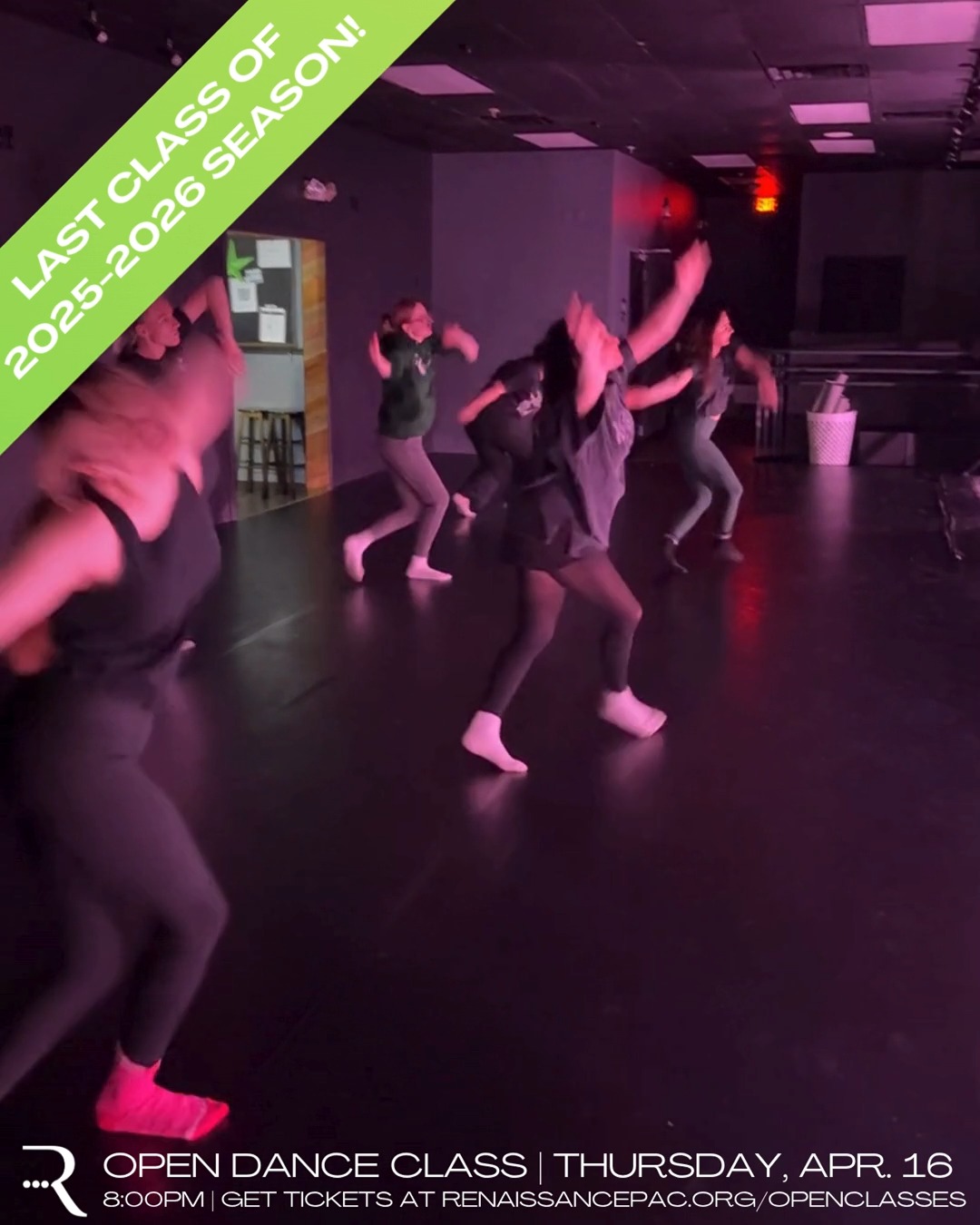 DON'T MISS OUR LAST OPEN CLASS OF THE 2025-2026 SEASON! 🤩 💃🏻
All humans aged 15+ are welcome this Thursday, April 16! We can't wait to make this final class a great one! 🥳
Get your ticket today at www.renaissancepac.org/openclasses 💻
#openclass #dance #adult #performingarts #renpac