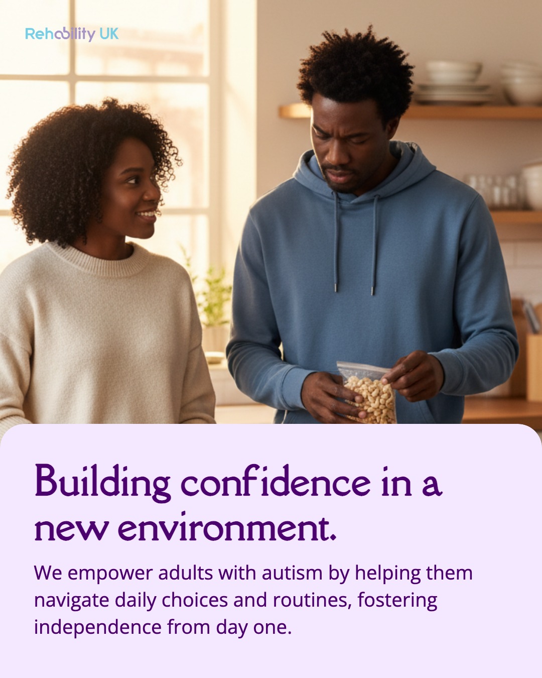 Our team at Rehability UK focuses on helping people build confidence from day one. Instead of taking over, we empower the adults we support to make their own daily choices and manage their own routines 🏡.
It is about creating a safe, predictable space where independence can grow naturally.
Empowerment means giving someone the tools to take control of their own day, not doing things for them.
#rehabilityuk #autismsupport #personcenteredcare
