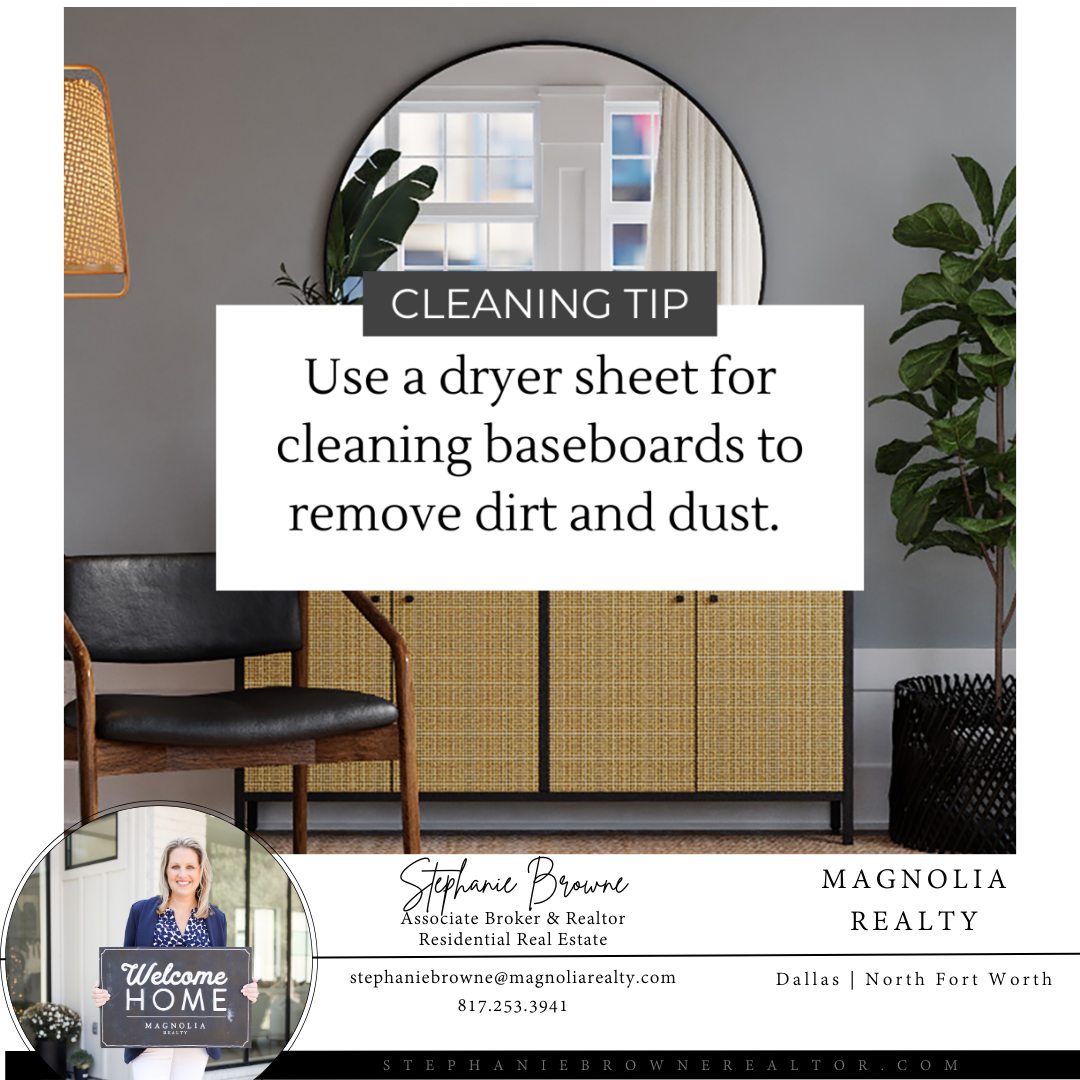 Did you know dryer sheets are more than just for laundry? 🧺✨
Attach one to a Swiffer broom and sweep along baseboards to trap dust and leave your room smelling fresh—an easy hack for a cleaner, fresher home in seconds!
#homecleaningtips #hometips #homemaintenance #homecaretips