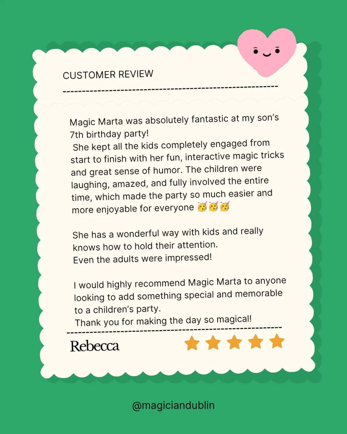 Thank you Rebecca 🤩💖
#KidsEntertainment
#magiciandublin
#kidspartymagician
#MagicianForHire