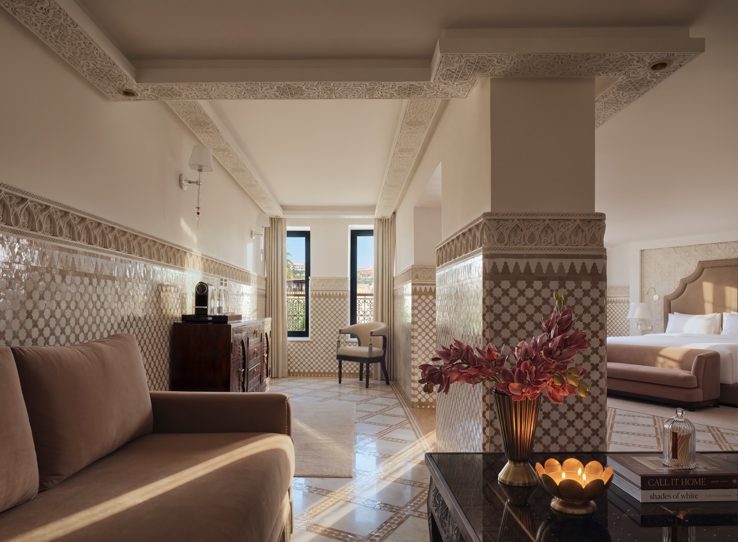 Introducing our Camelia Suite 🤍
Where beige whispers peace, shaped by Moroccan craftsmanship, intricate zellige, and plush elegance.
A timeless sanctuary for the soul and the senses
📸: @omartajmouati.photography
#palaisdefes #luxuryhotels #moroccohotels