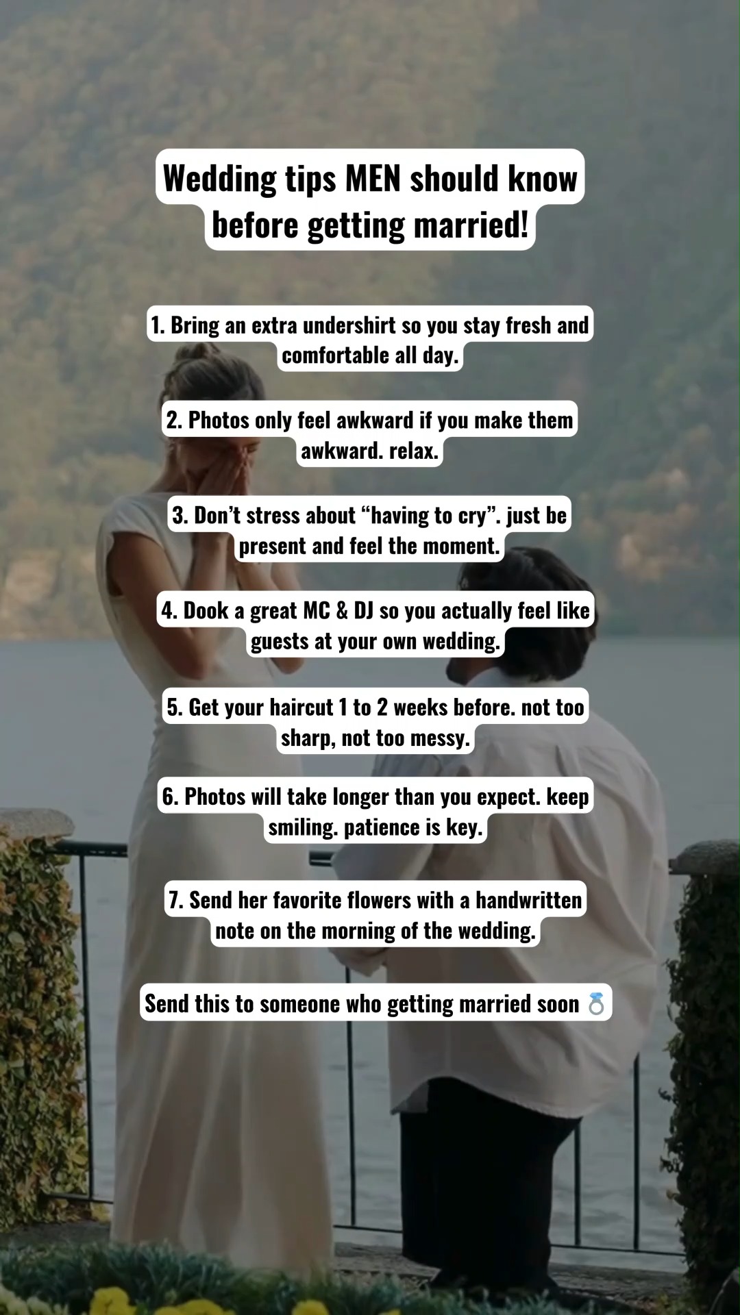 Grooms… a quick reality check before the big day 💍
A few things that make a bigger difference than you think:
1. Pack a backup shirt… weddings get long and you’ll want to stay fresh
2. Stop overthinking photos… the more relaxed you are, the better they look
3. Don’t force a moment… just be present and let it happen naturally
4. Invest in a great MC & DJ… that’s what makes the night feel effortless
5. Plan your haircut ahead… give it time to settle in
6. Expect timelines to run long… stay patient and enjoy it
7. Surprise her that morning… a small gesture goes a long way
The goal isn’t perfection… it’s enjoying the day you worked so hard to create.
Send this to a groom who needs this 👇
.
.
#weddingtips #groomtips #weddingplanning #weddingadvice #engaged #groomtobe #weddingday #eventplanning #weddinginspiration #weddingvibes