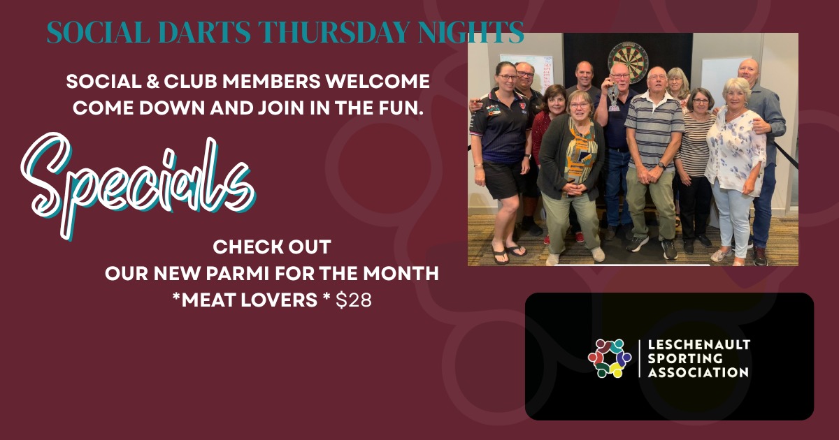 Social darts tonight! ๐ฏ
Come down, meet new people and have some fun!