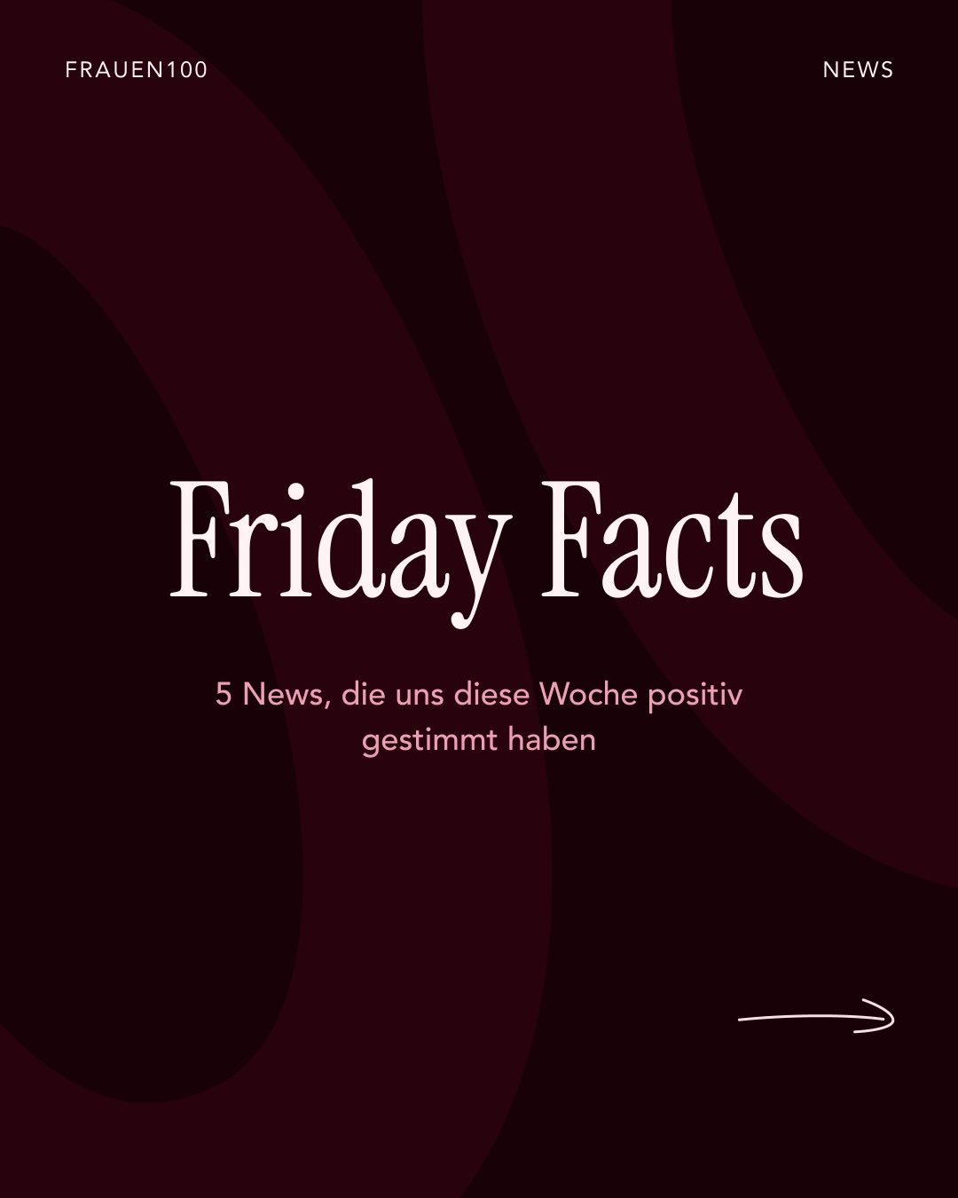 Informiert bleiben ist wichtig, doch der Blick in die Nachrichten und in die Welt ist momentan oft bedrückend.
Für ein bisschen Hoffnung und Positivität: Hier sind unsere 5 Friday Facts – News, die uns diese Woche glücklich gemacht haben. ✨
Was hat euch diese Woche bewegt?
#frauen100 #goodnews #fridayfacts