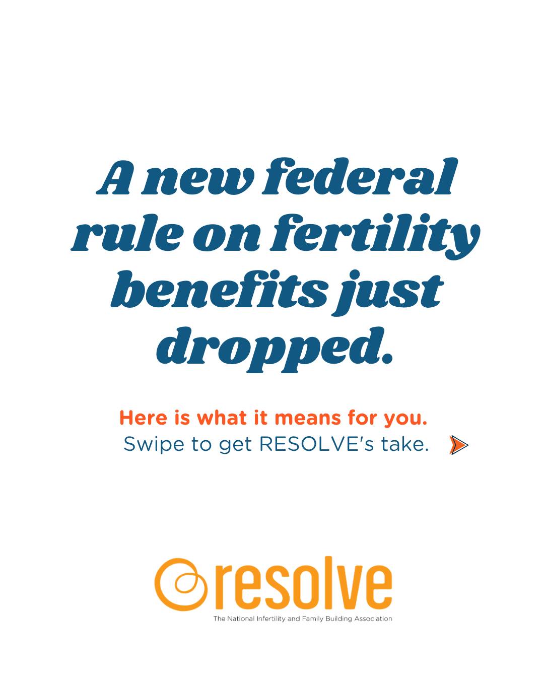 Yesterday, the Departments of Labor, Health and Human Services, and Treasury released a proposed federal rule related to fertility benefits offered by employers, as part of President Trump’s Executive Order on IVF access.
RESOLVE is reviewing the proposal carefully, and here is what we know. This rule creates a new benefit type encouraging employers to offer coverage, but does not require it.
Swipe for our full breakdown and sign up for RESOLVE updates and be the first to know when it is time to act through the link in our bio.