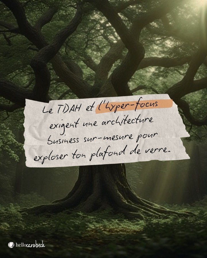 Ton fonctionnement NeuroD exige une architecture business sur-mesure pour exploser ton plafond de verre mensuel. ⚓
En tant qu'entrepreneure, l'immersion totale occulte souvent les fissures de sa propre maison. On s'habitue au chaos, on tolère la fatigue de la sur-adaptation, on accepte le "bricolage" stratégique.
Pourtant, l'édification d'un empire souverain réclame des fondations inébranlables.
Aujourd'hui, je t'offre mon regard d'Architecte. 🪓
Pendant 15 minutes, via une vidéo personnalisée (Loom), je passe ton business au scanner. Mon approche est directe et frontale. Je te montre exactement les zones de fuites de ton énergie, de ton temps et de ton argent.
Commente "AUDIT" pour recevoir ton accès privé. 🪓
Si tu me découvres grâce à ce post, je suis Caroline Beck, Mentore d'affaires et Architecte Business. Je transforme le chaos créatif des dirigeantes atypiques en une structure d'entreprise souveraine et hautement rentable.